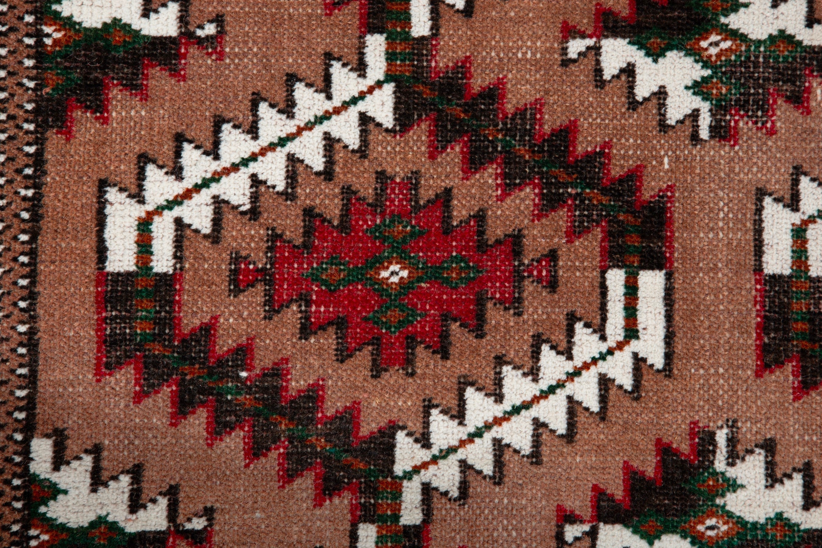 Persian Torkaman accent rug in terracotta and rust, view 11 of 16