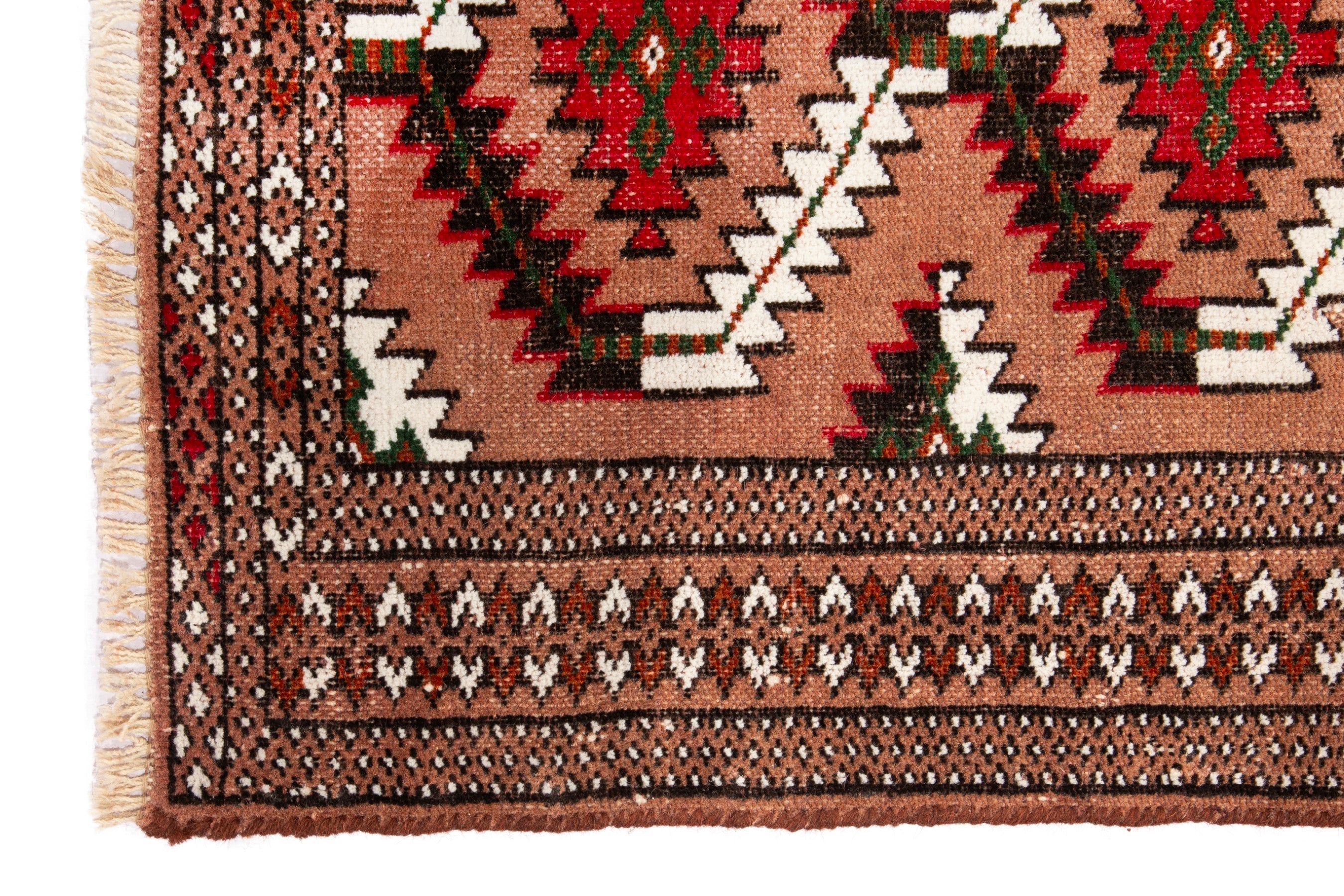 Persian Torkaman accent rug in terracotta and rust, view 5 of 16