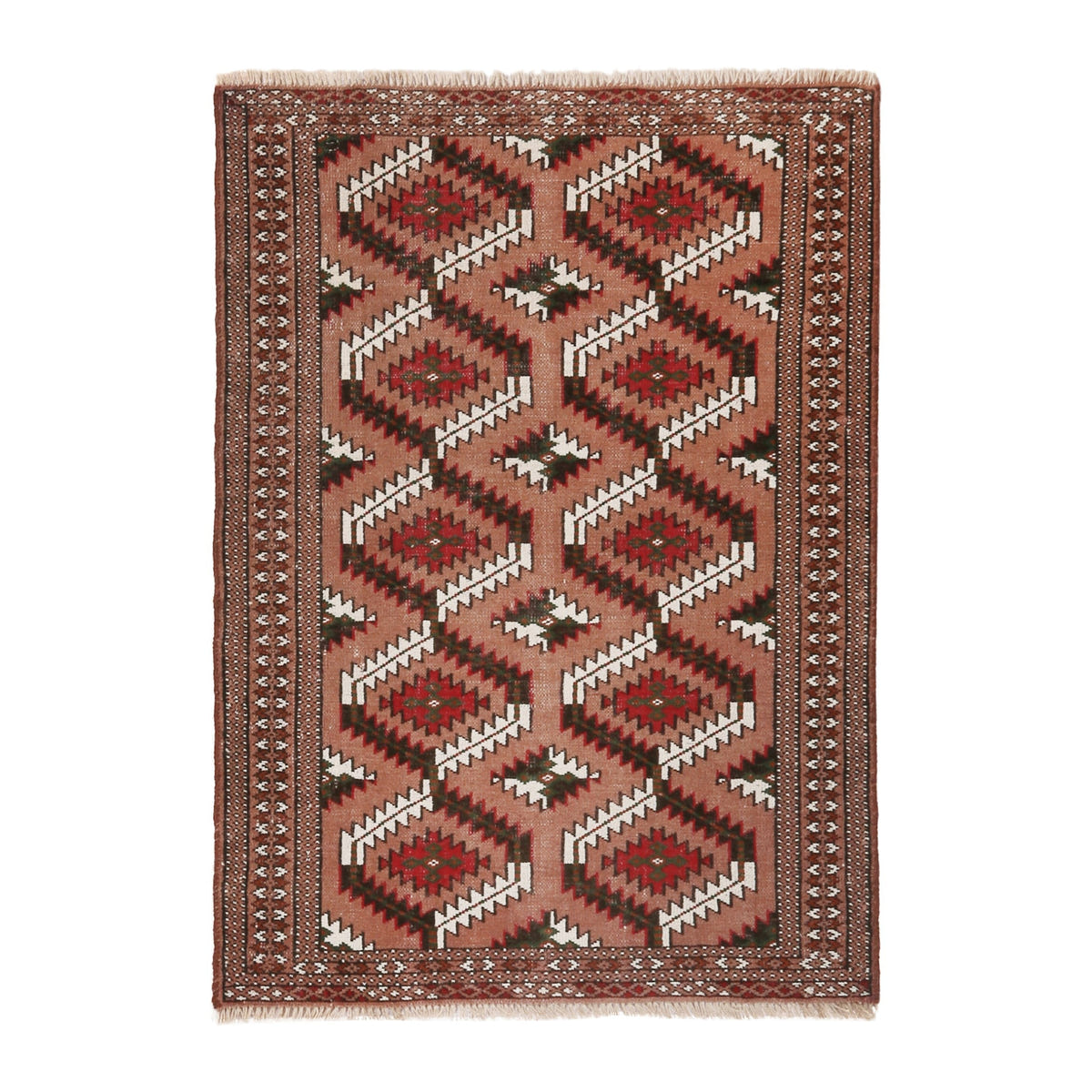 Persian Torkaman accent rug in terracotta and rust, 3'3" x 4'5"