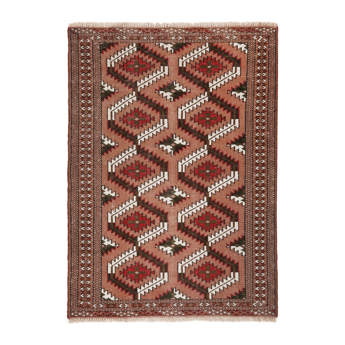 Persian Torkaman accent rug in terracotta and rust, 3'3" x 4'5"