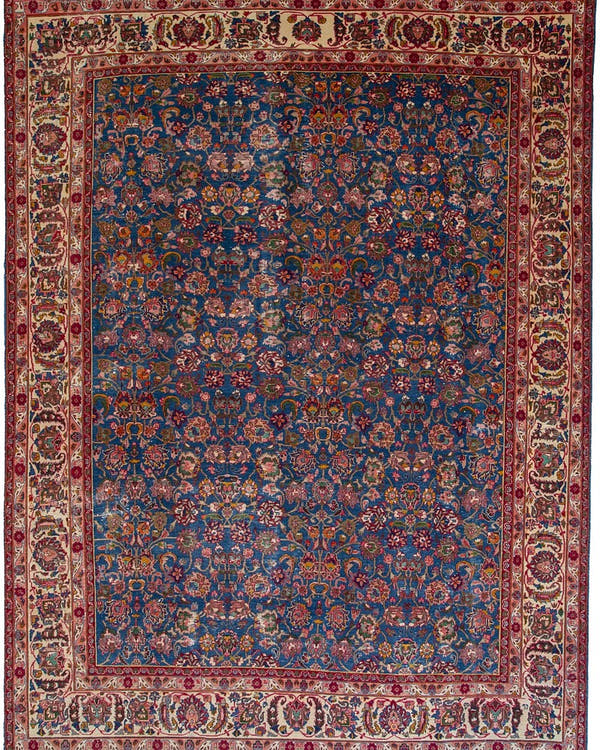 Vintage Persian Kashmar rug in indigo blue