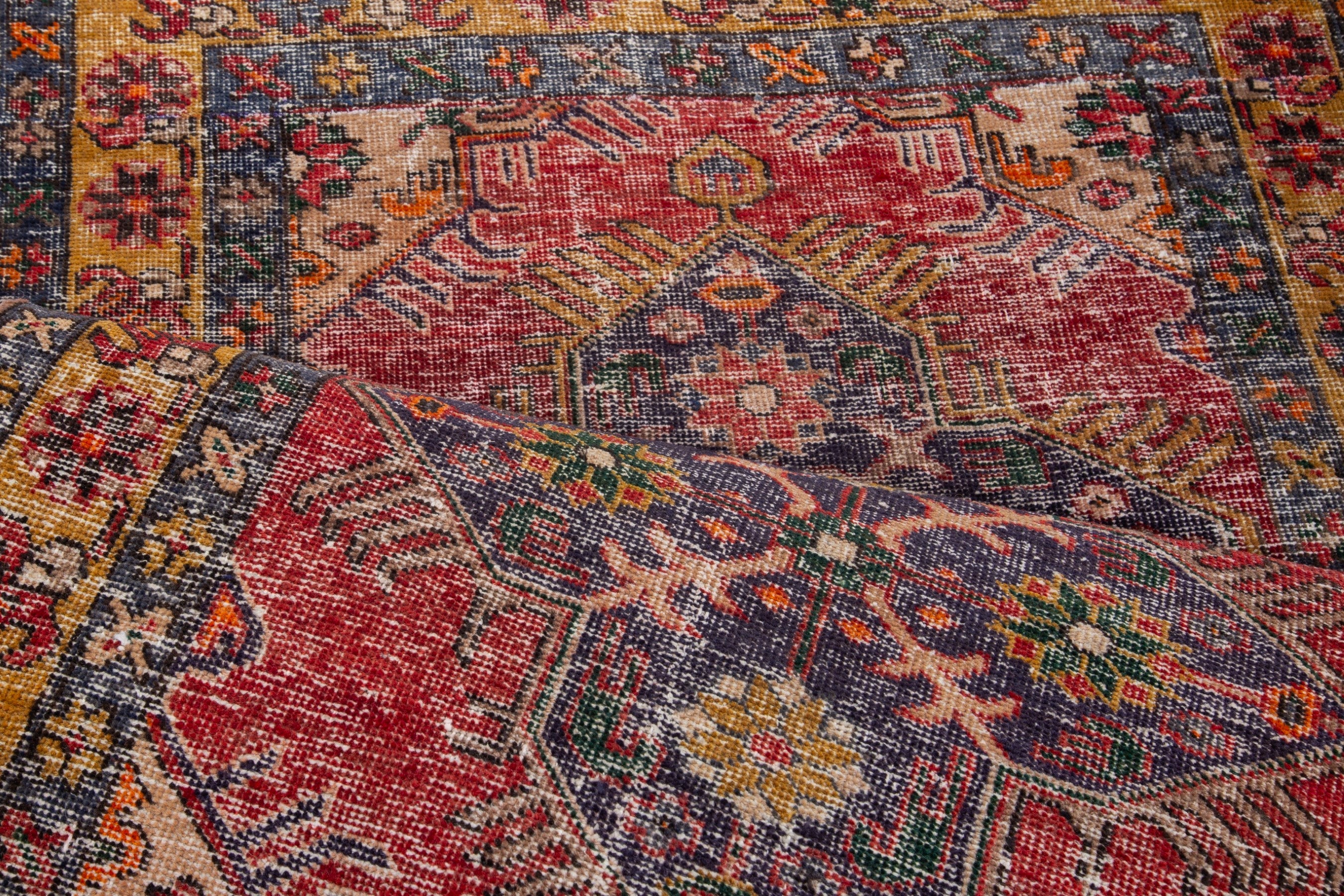 Persian Azerbaijan runner rug in deep red and burnt orange, view 15 of 16