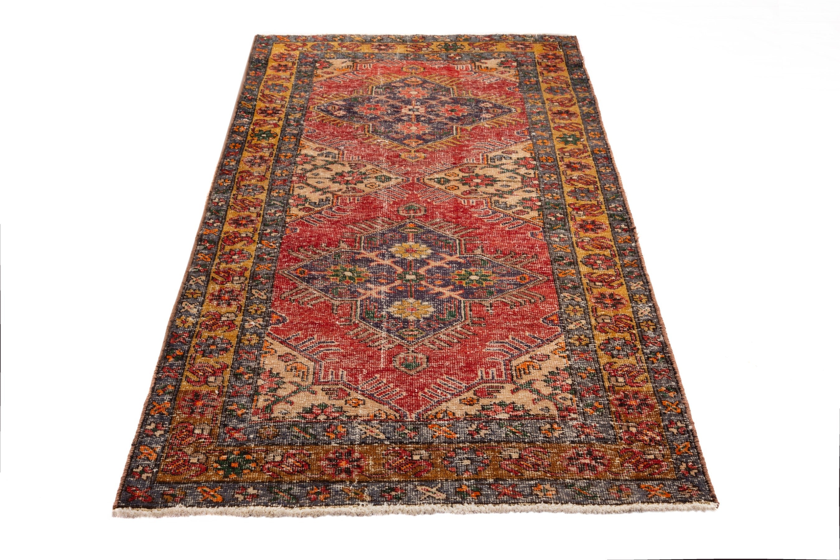 Persian Azerbaijan runner rug in deep red and burnt orange, view 3 of 16