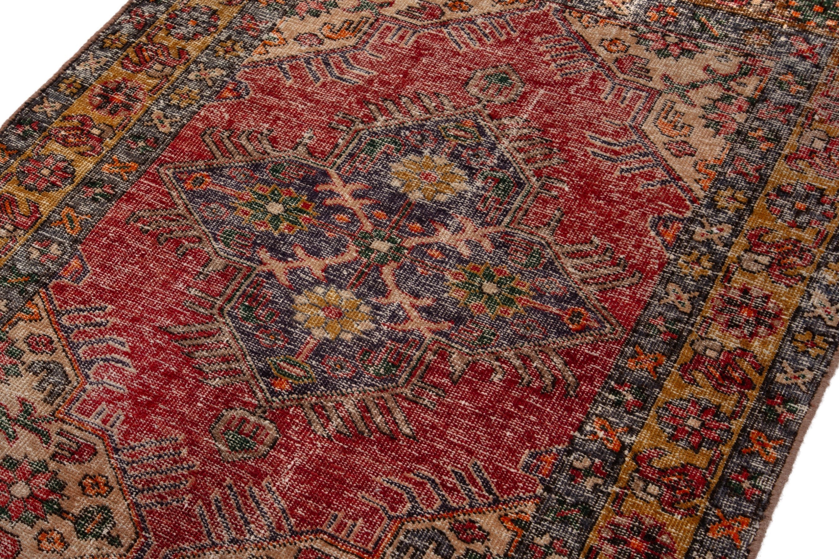 Persian Azerbaijan runner rug in deep red and burnt orange, view 6 of 16