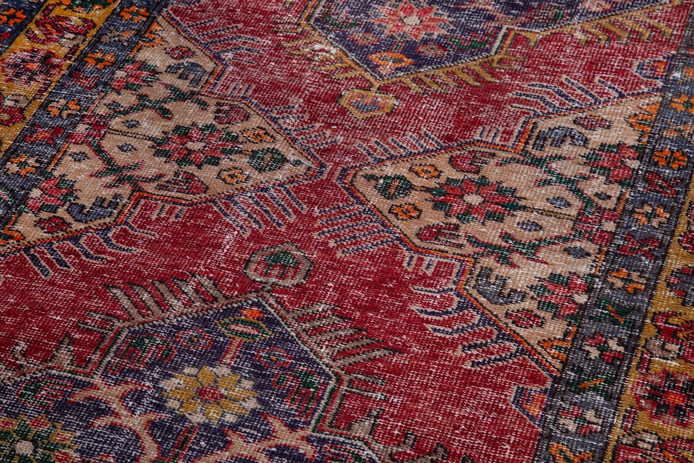 Persian Azerbaijan runner rug in deep red and burnt orange, view 9 of 16