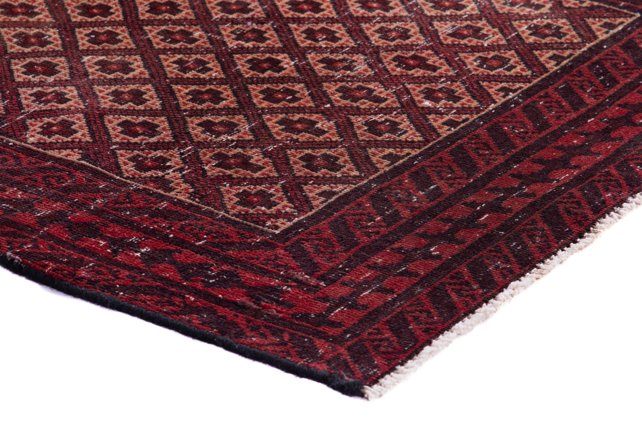 Persian Baluch accent rug in burgundy and beige, view 4 of 15