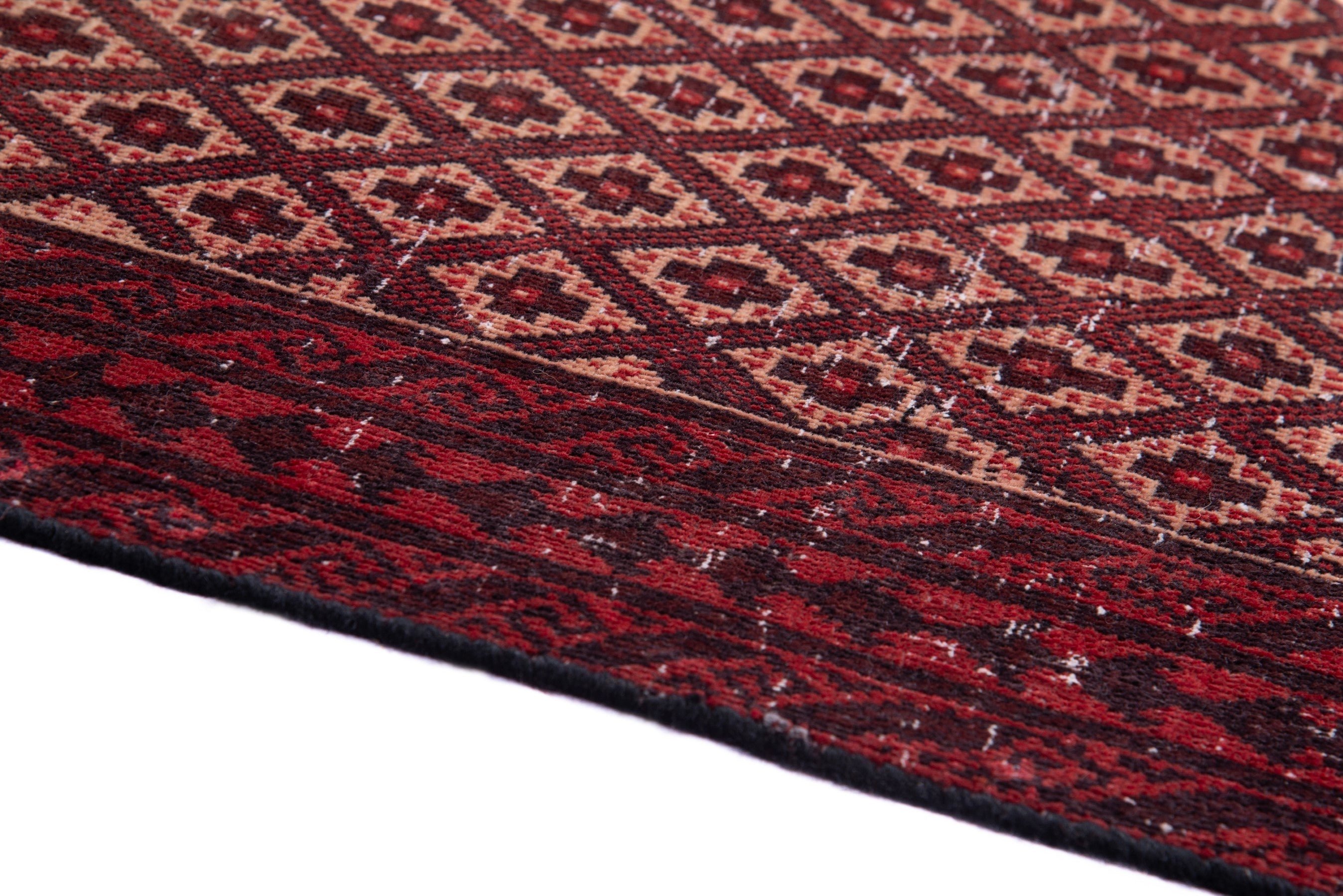 Persian Baluch accent rug in burgundy and beige, view 8 of 15