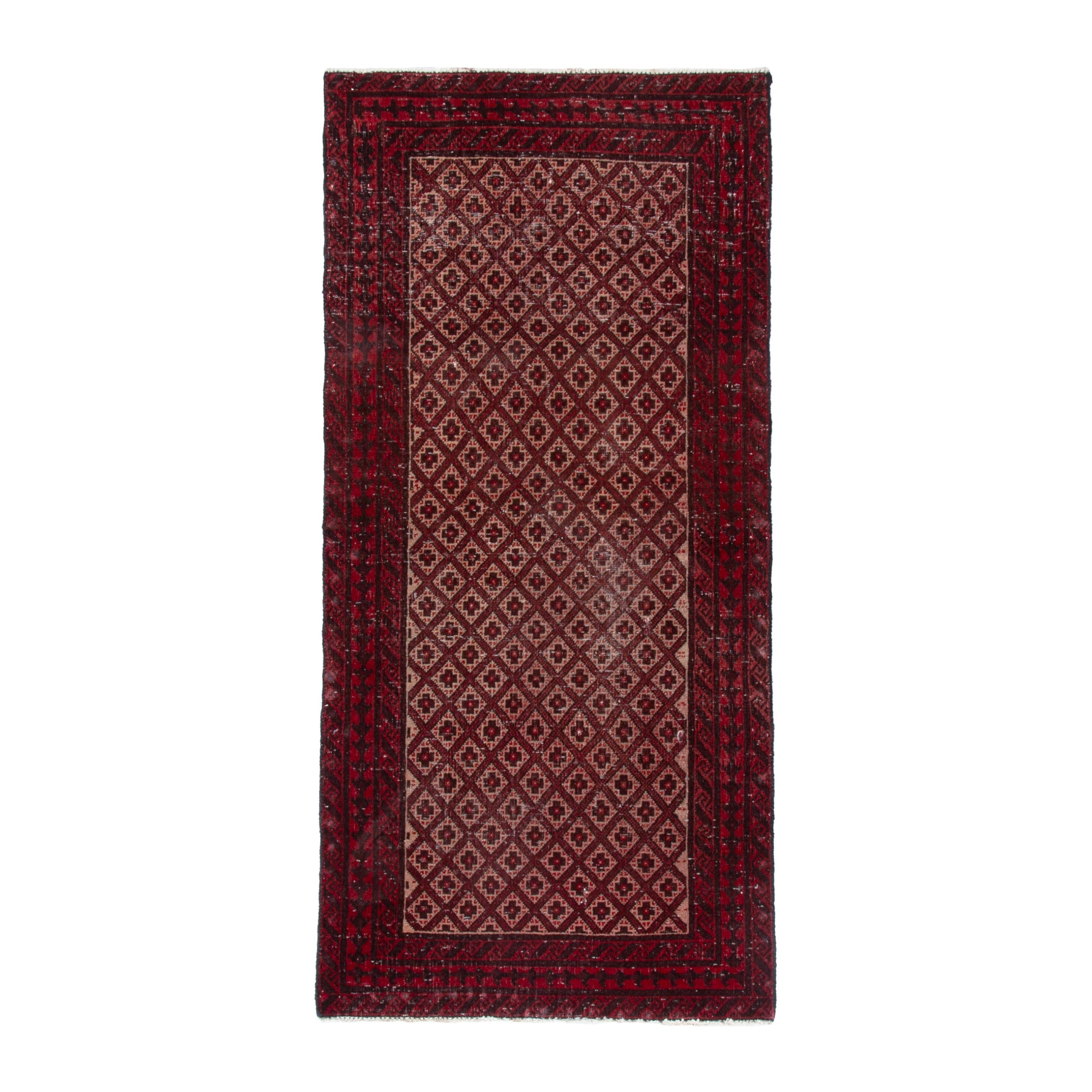 Persian Baluch accent rug in burgundy and beige, 2'6" x 5'8"