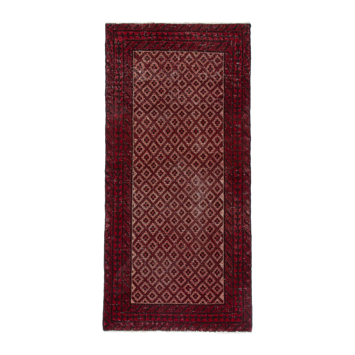 Persian Baluch runner rug in burgundy and beige, 2'6" x 5'8"