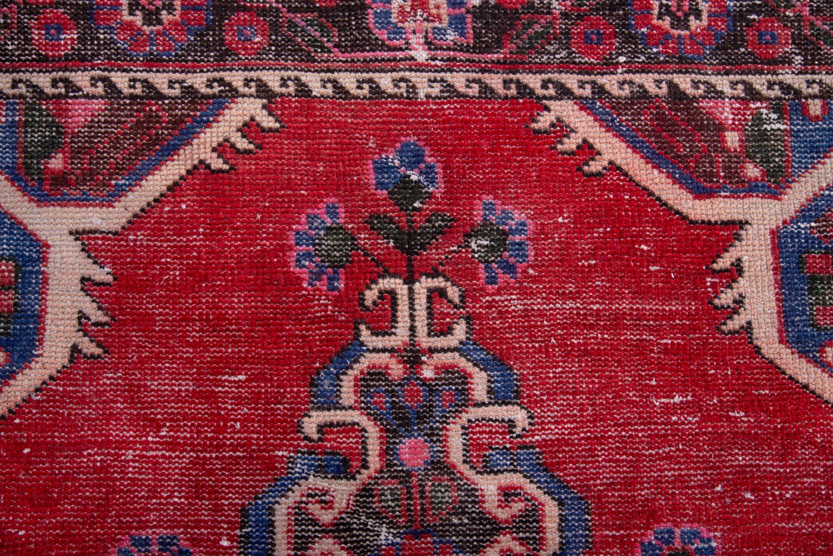 Persian Ferdos area rug in deep red and burgundy, view 10 of 15