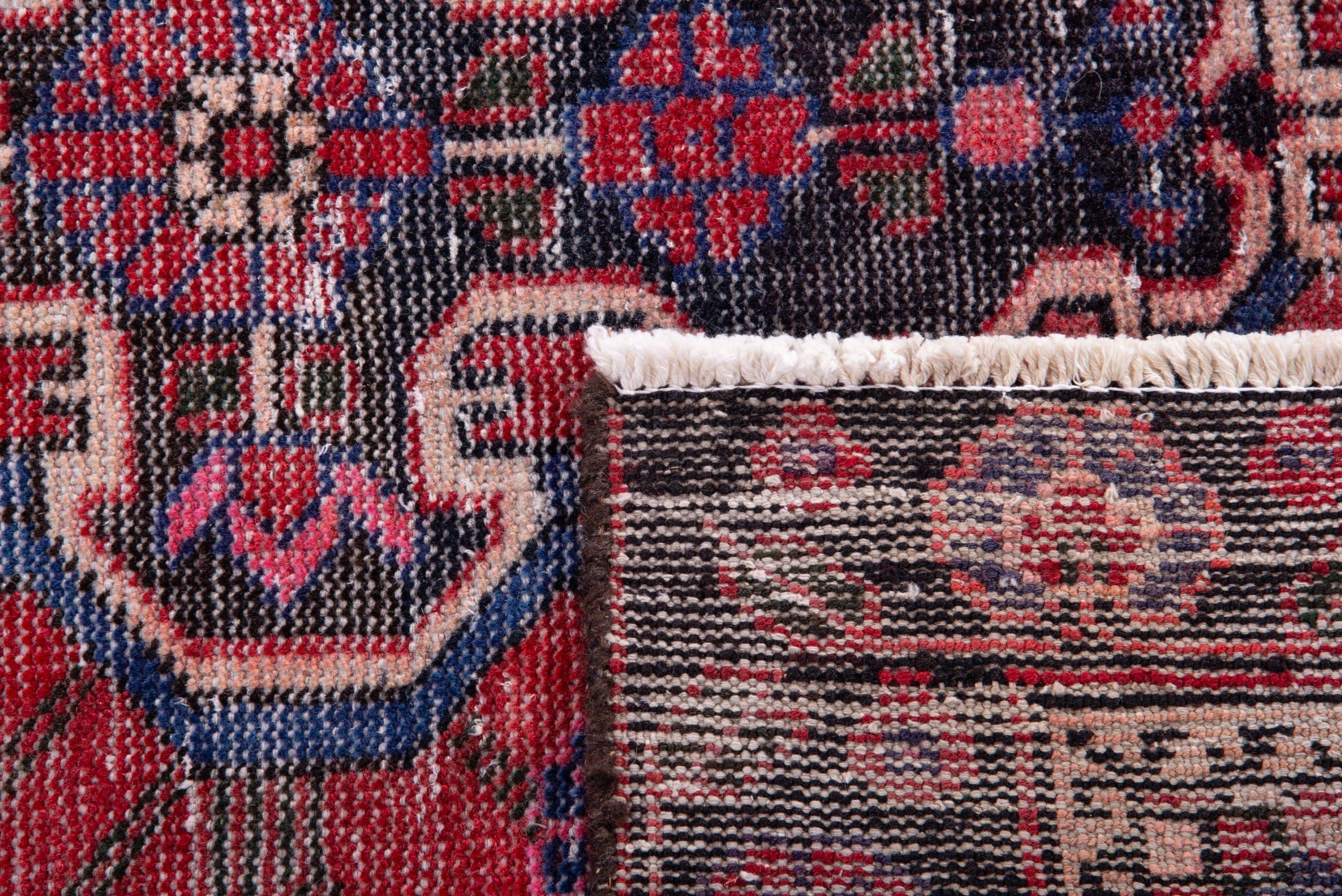 Persian Ferdos area rug in deep red and burgundy, view 15 of 15