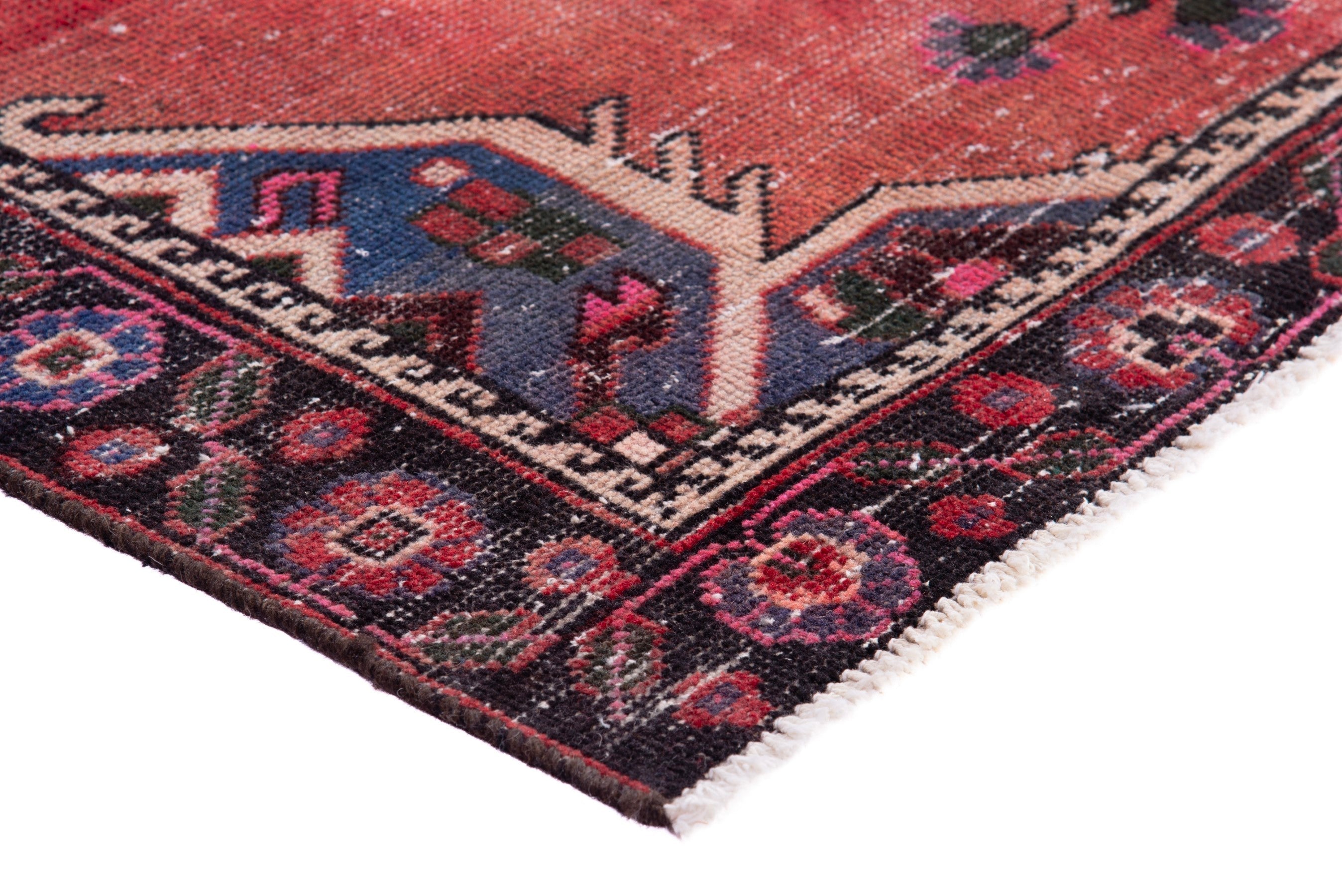 Persian Ferdos area rug in deep red and burgundy, view 4 of 15