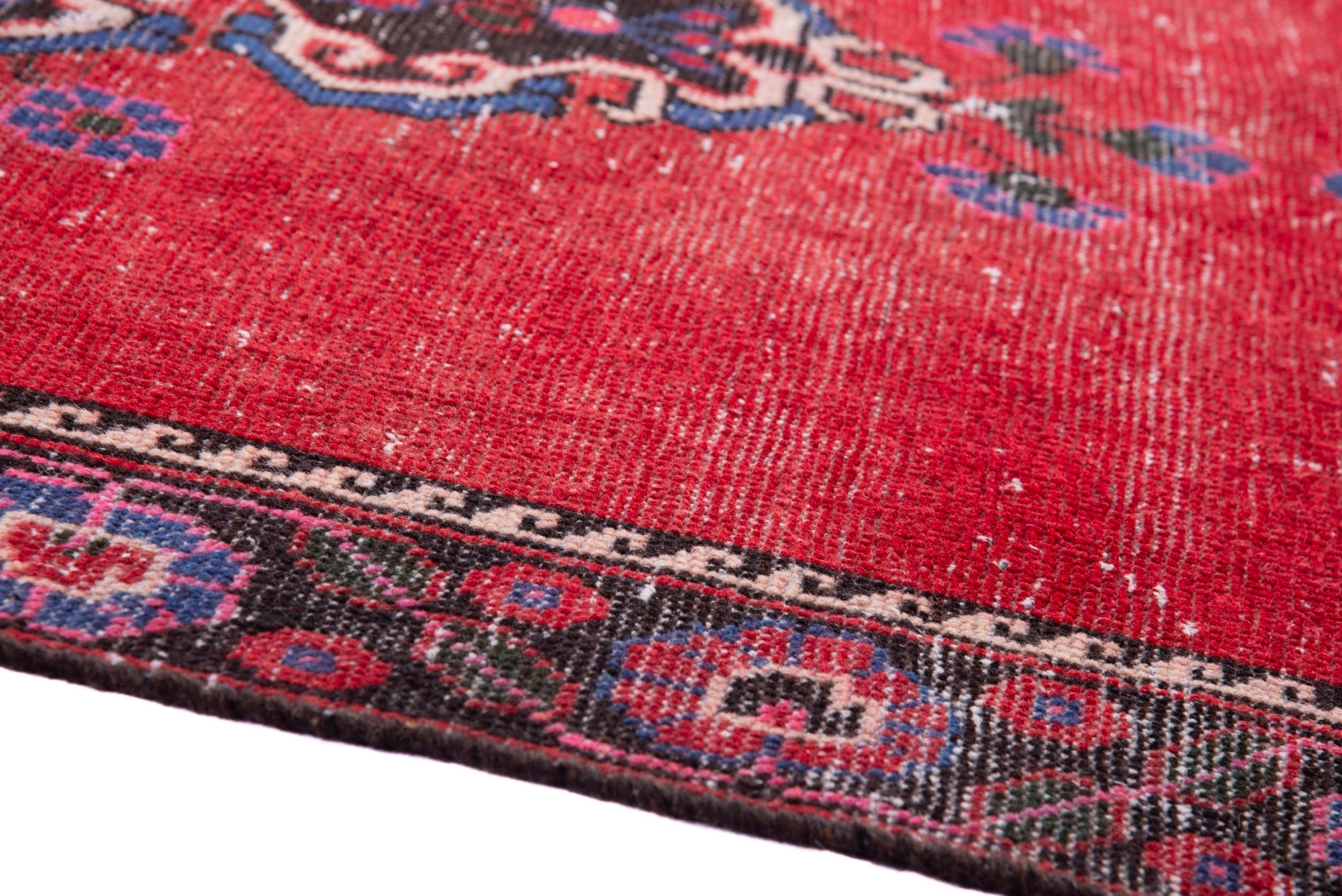 Persian Ferdos area rug in deep red and burgundy, view 7 of 15