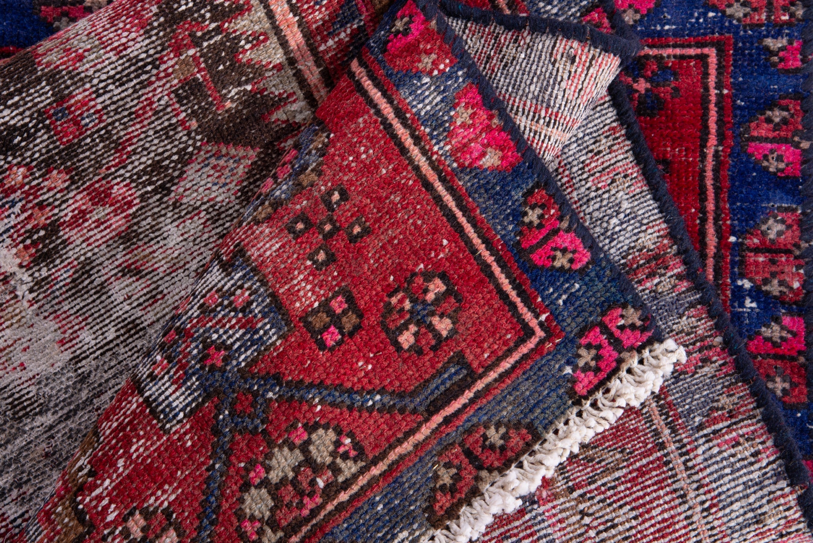 Persian Zanjan accent rug in deep red and faded red, view 12 of 15