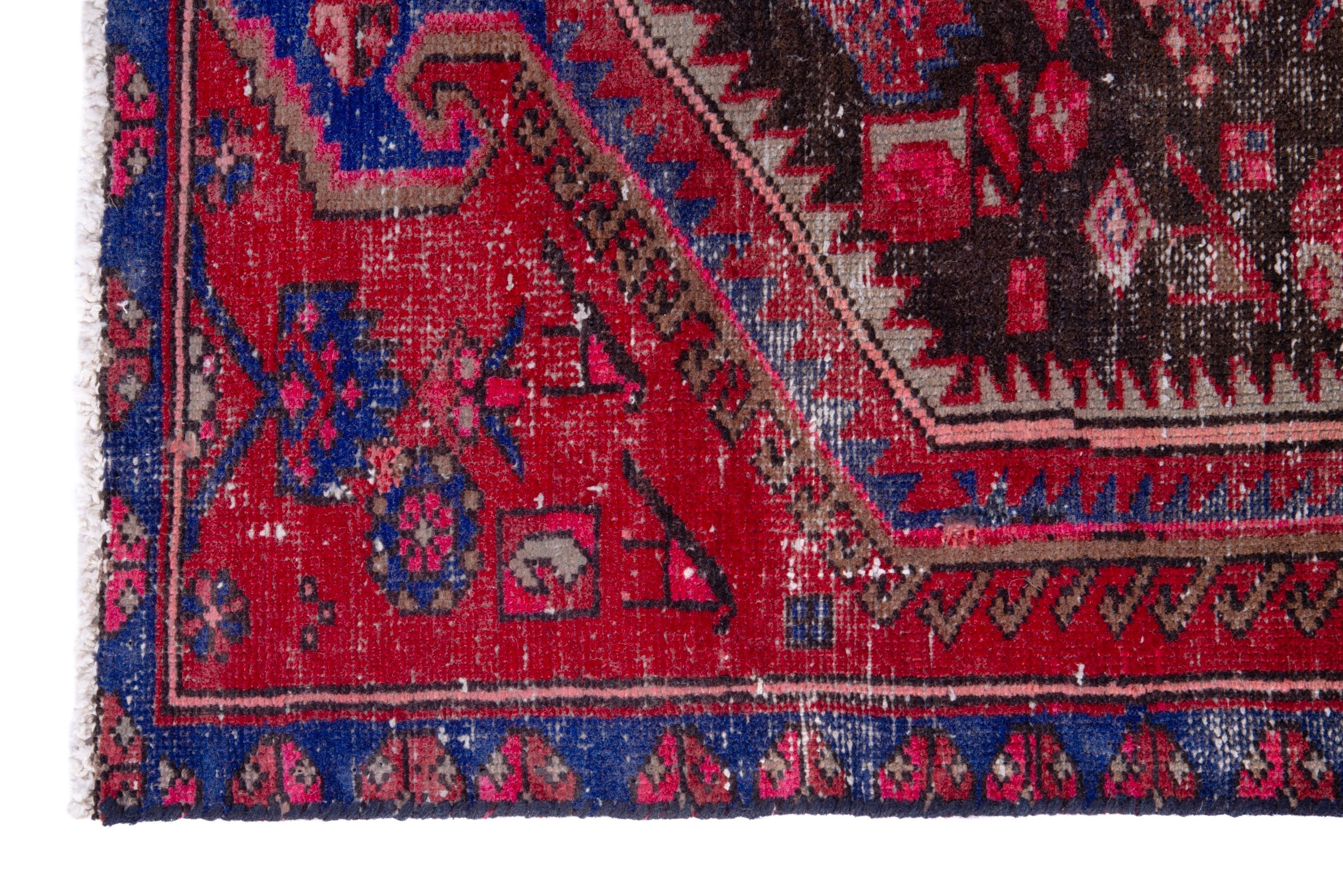 Persian Zanjan accent rug in deep red and faded red, view 5 of 15