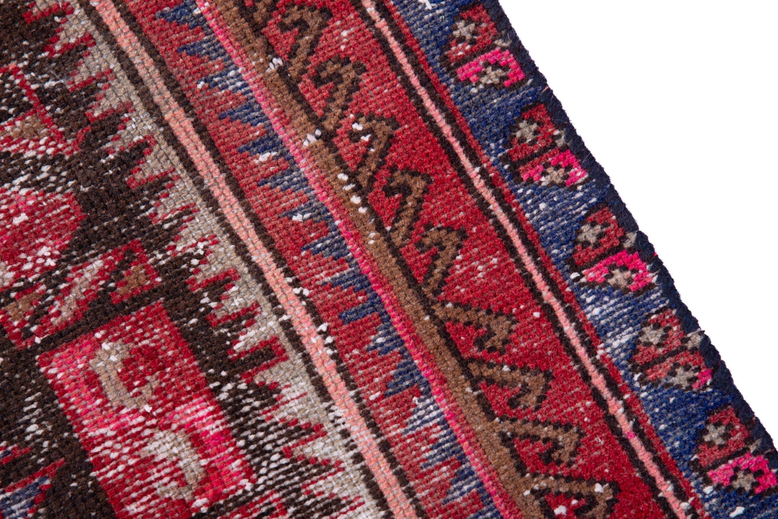 Persian Zanjan accent rug in deep red and faded red, view 7 of 15