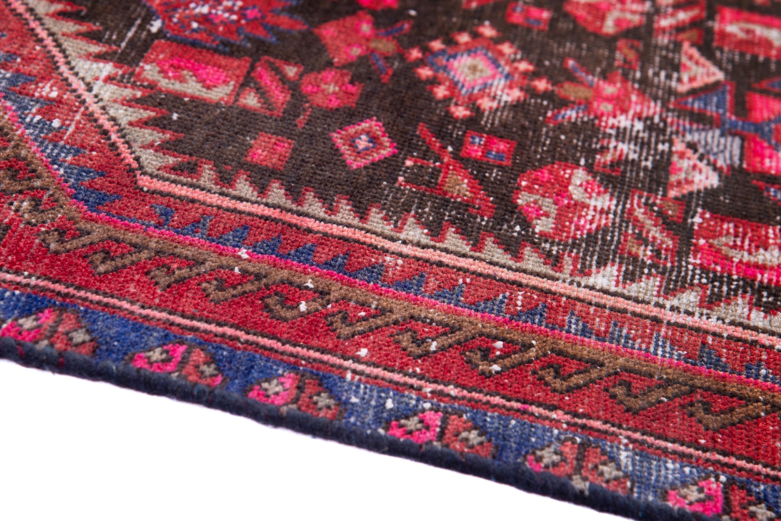 Persian Zanjan accent rug in deep red and faded red, view 8 of 15