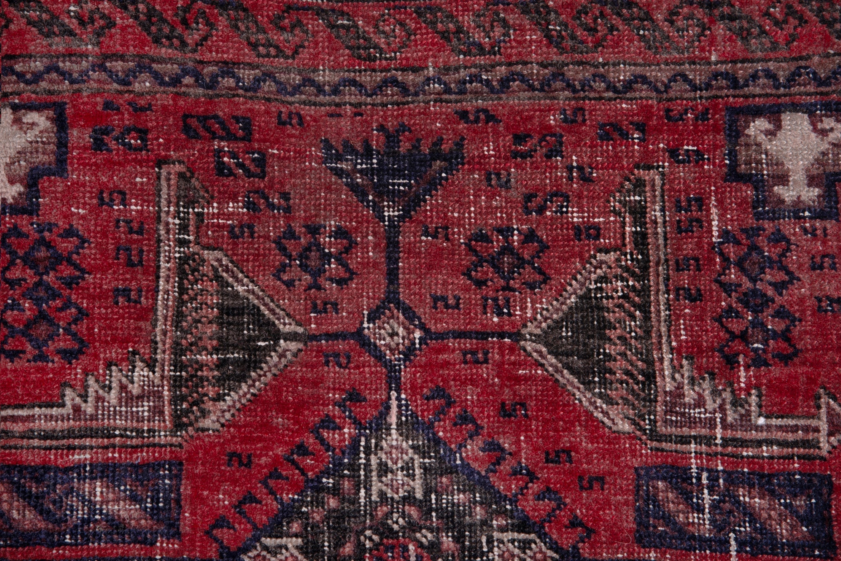 Persian Baluch accent rug in deep red and faded red, view 10 of 15