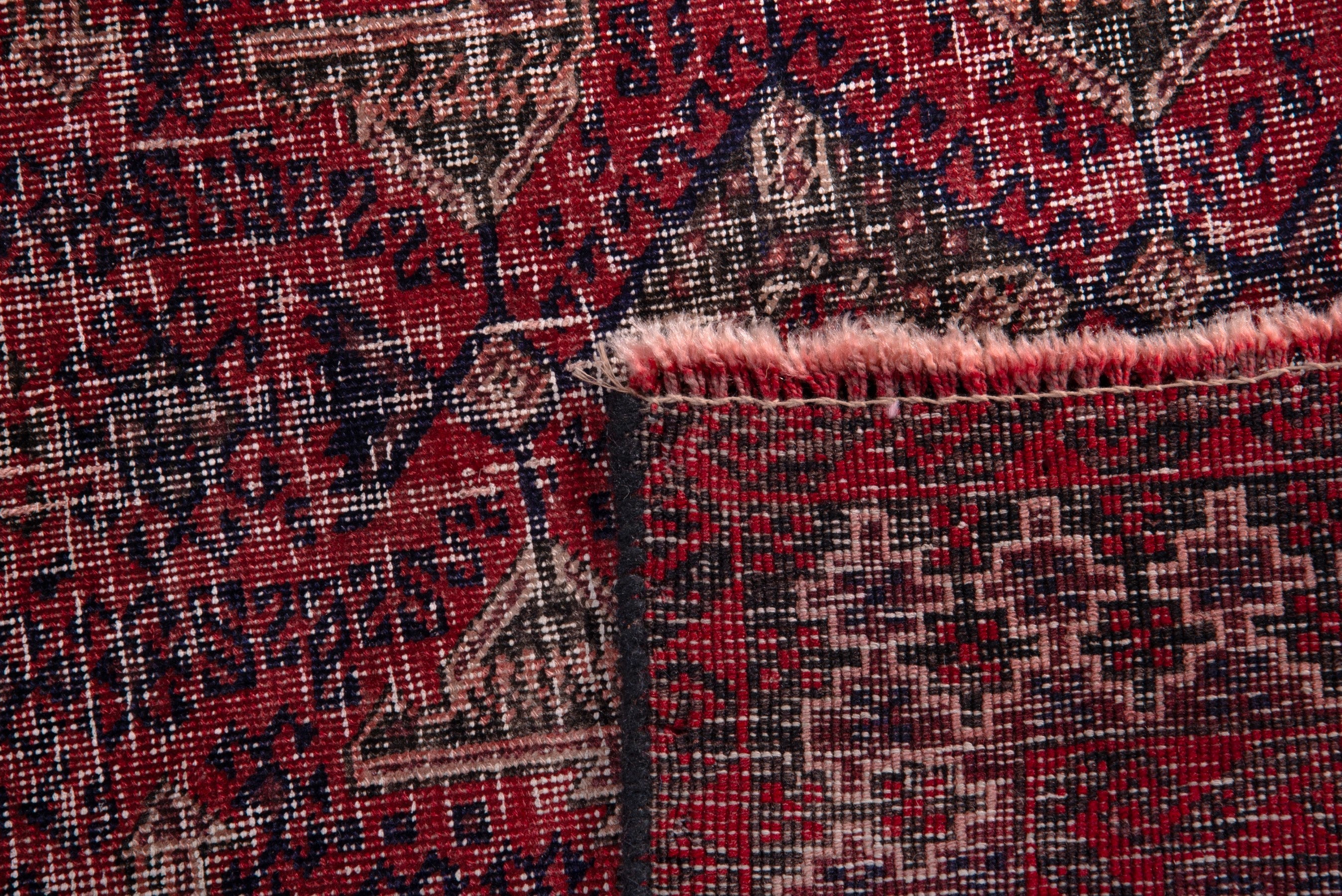 Persian Baluch accent rug in deep red and faded red, view 15 of 15