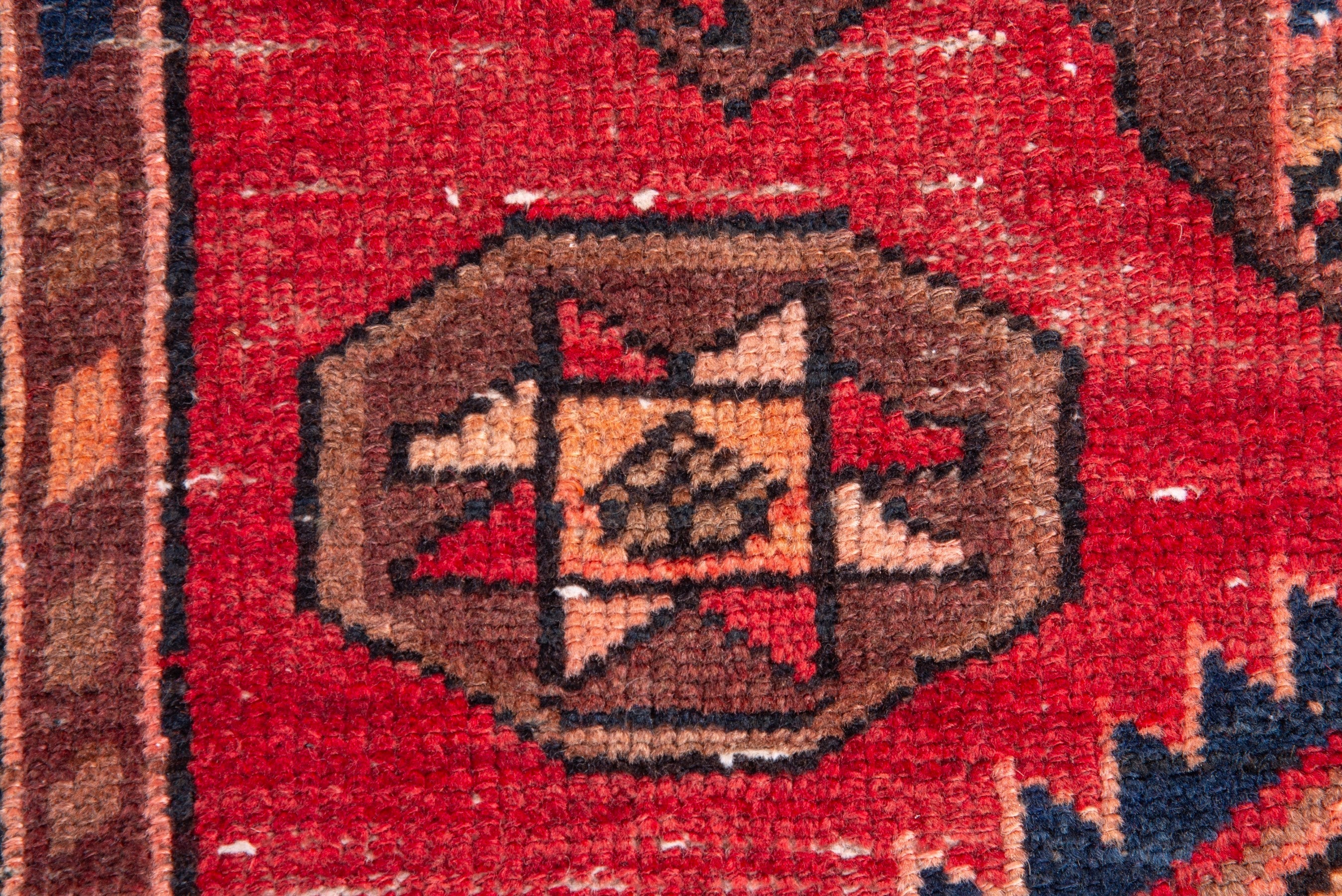 Persian Zanjan runner rug in deep red and dark blue, view 10 of 18