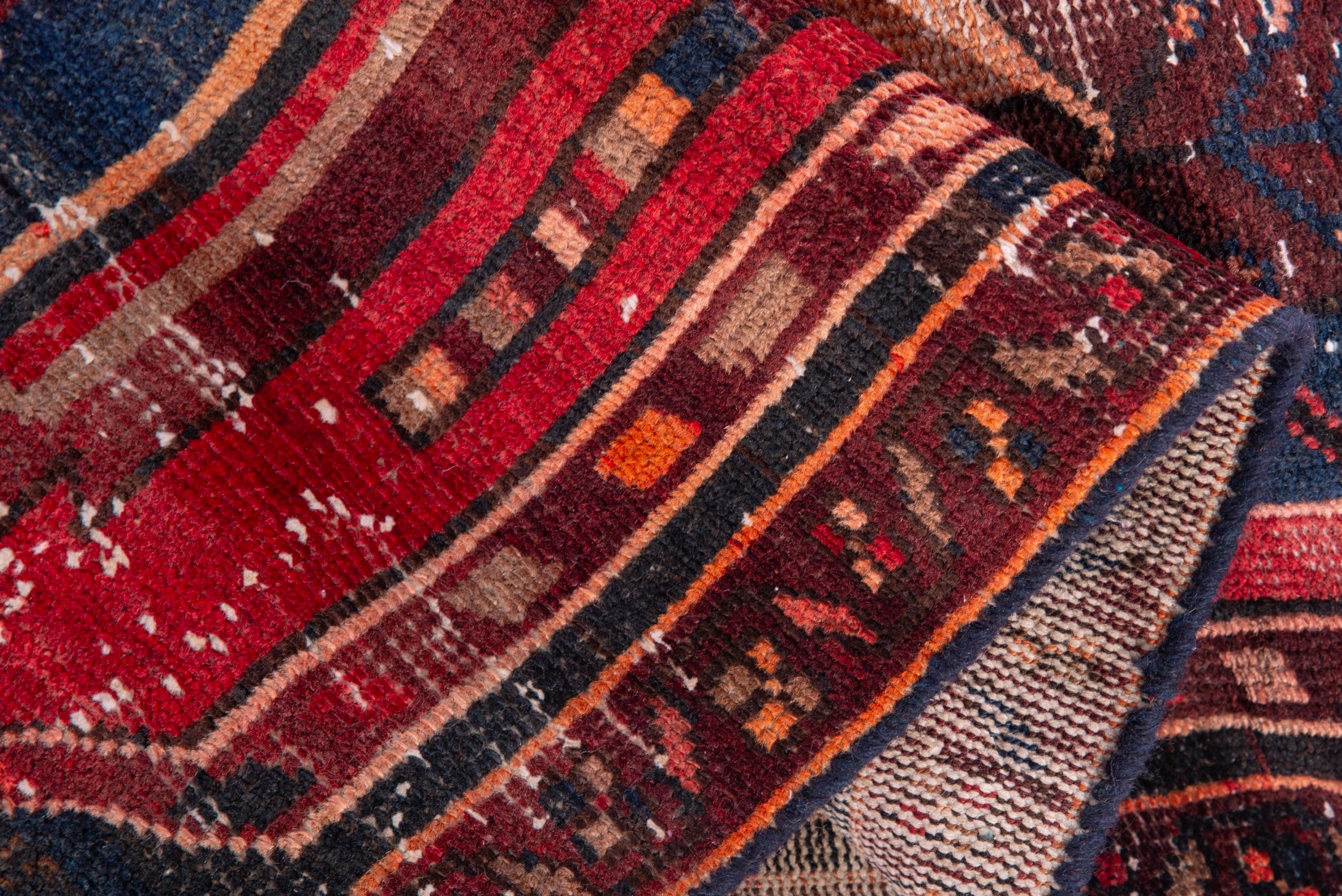 Persian Zanjan runner rug in deep red and dark blue, view 13 of 18