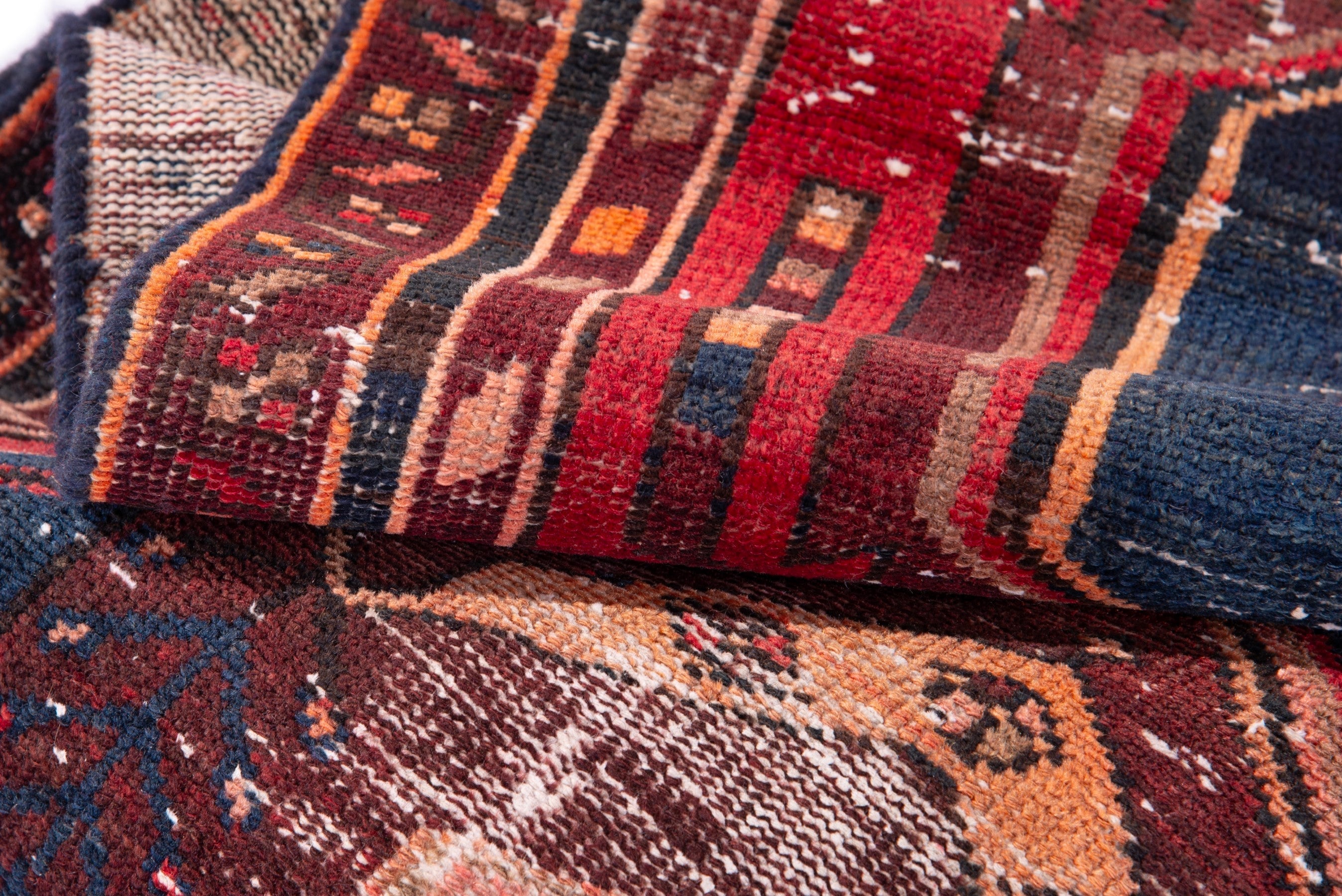 Persian Zanjan runner rug in deep red and dark blue, view 14 of 18
