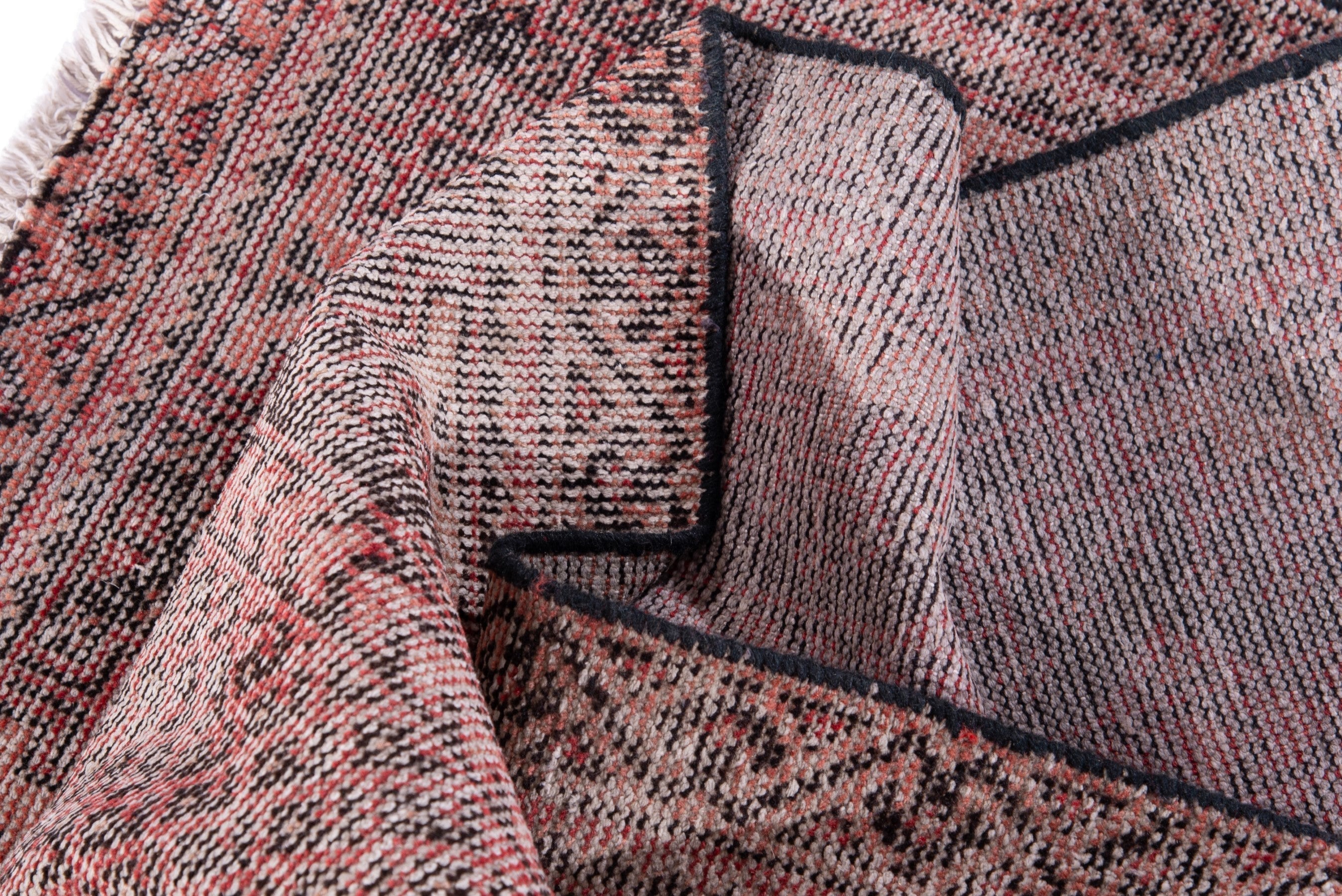 Persian Ferdos area rug in muted pink and dusty rose, view 13 of 17