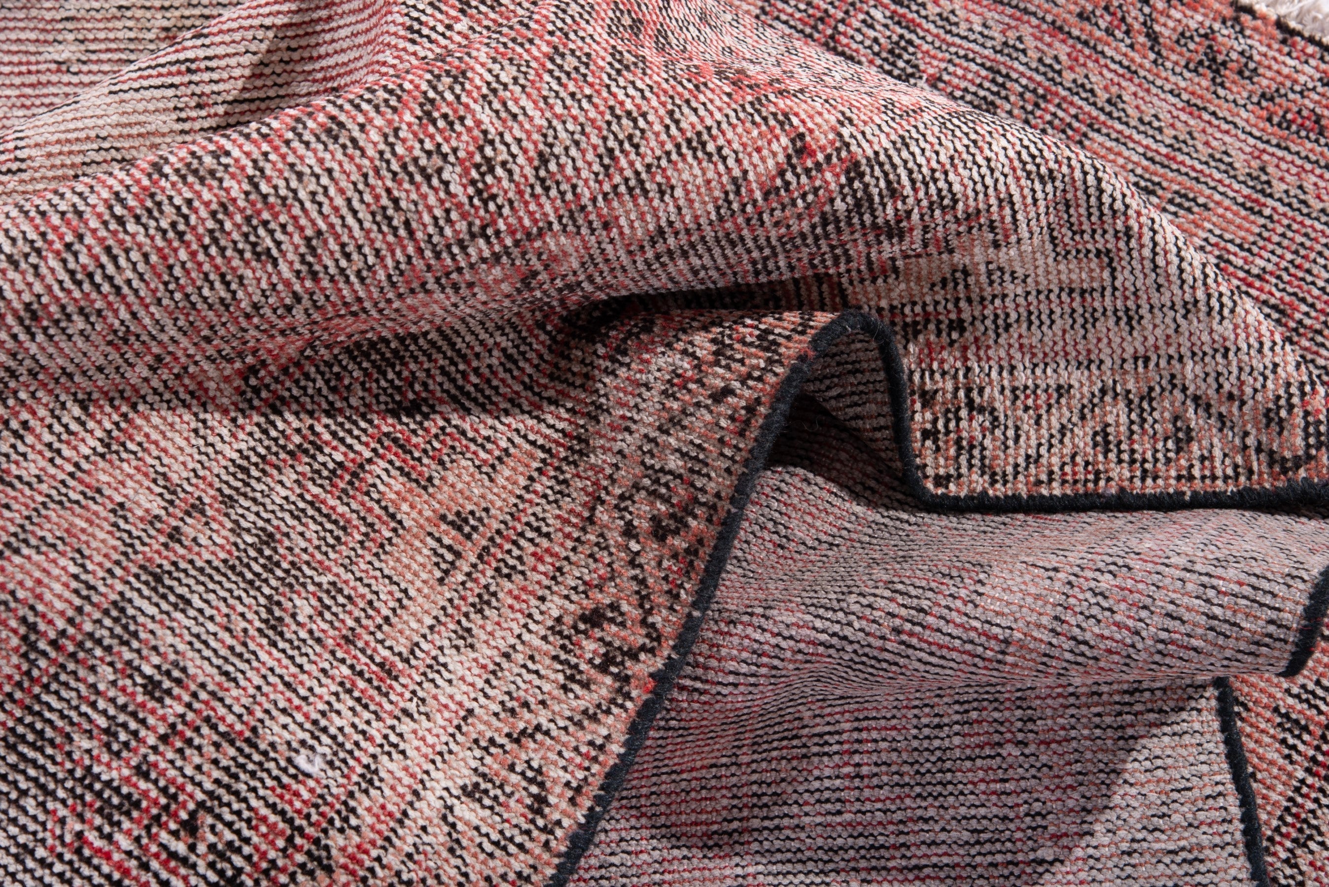 Persian Ferdos area rug in muted pink and dusty rose, view 14 of 17