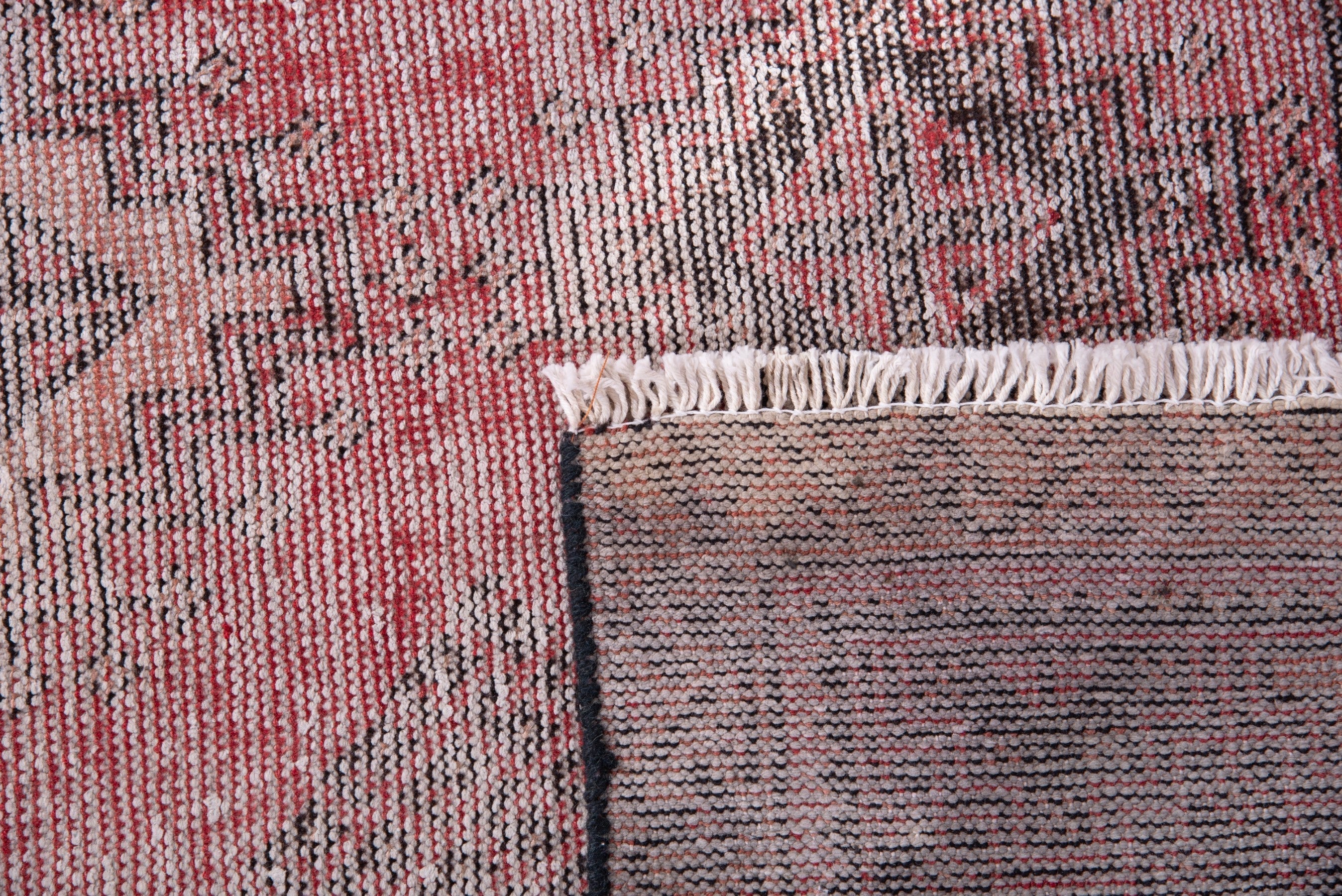 Persian Ferdos area rug in muted pink and dusty rose, view 17 of 17