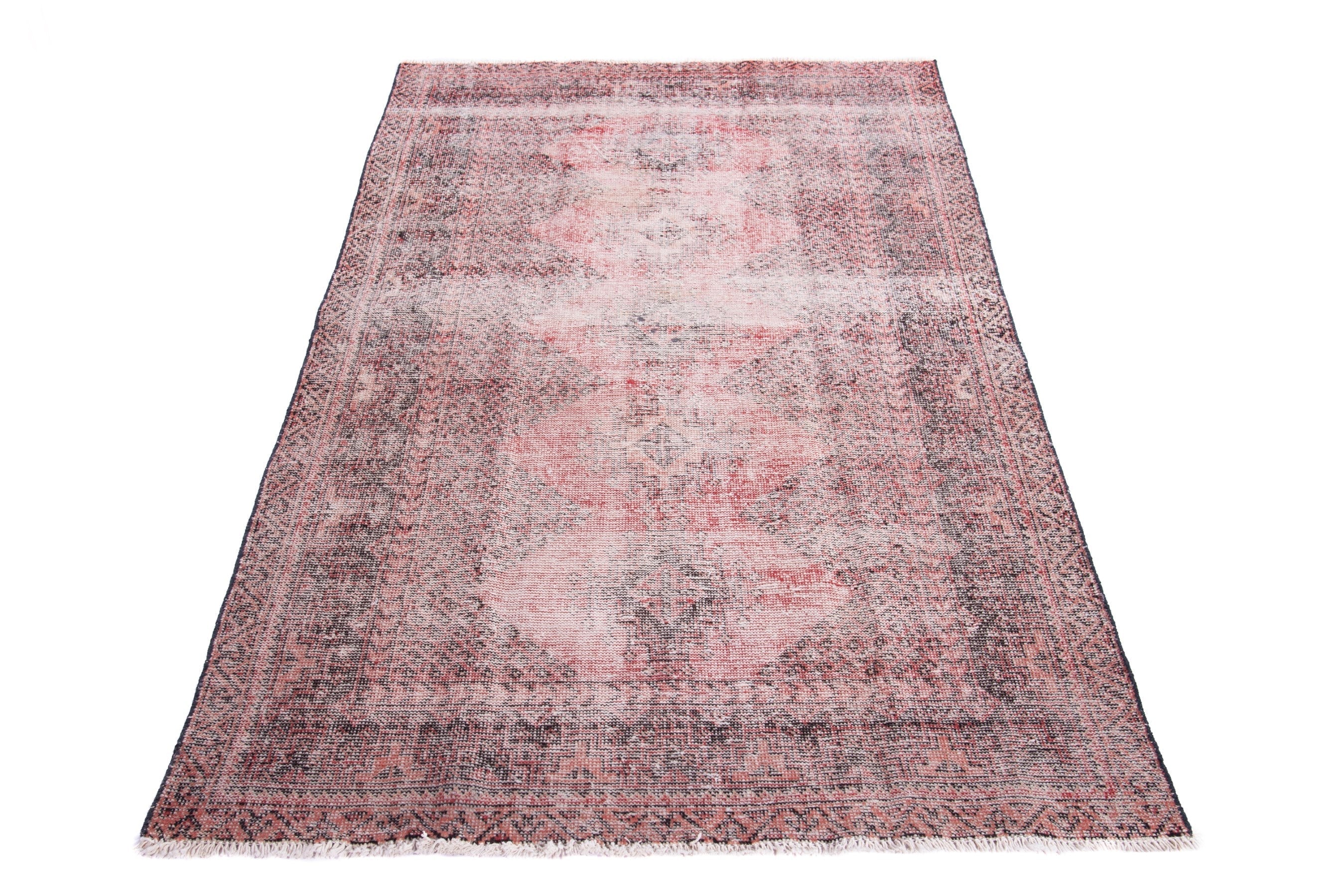 Persian Ferdos area rug in muted pink and dusty rose, view 2 of 17