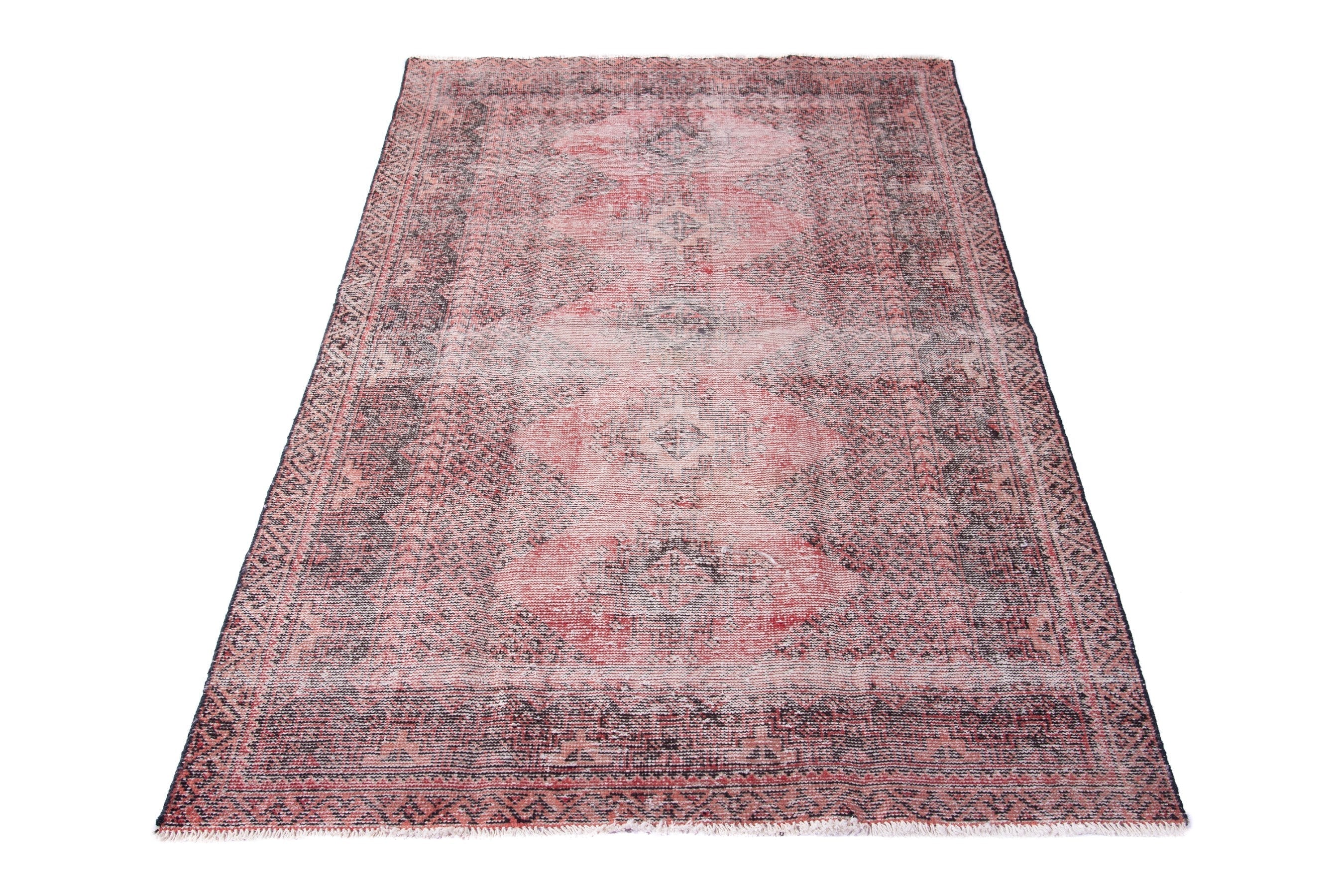 Persian Ferdos area rug in muted pink and dusty rose, view 3 of 17