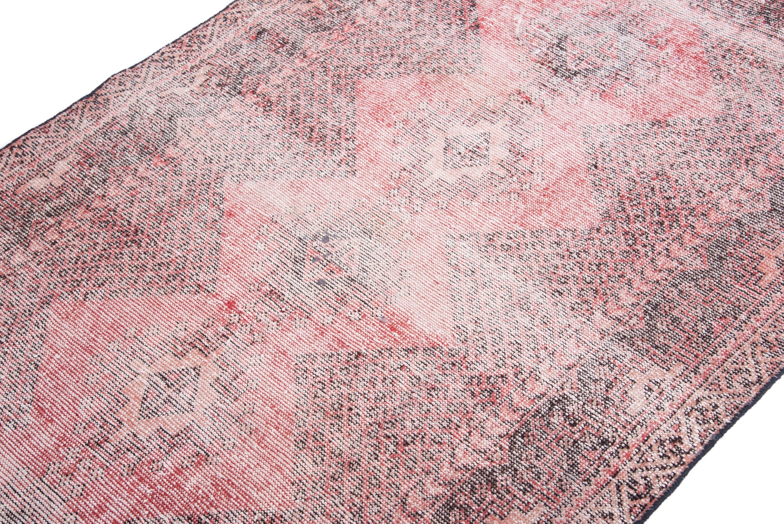 Persian Ferdos area rug in muted pink and dusty rose, view 6 of 17