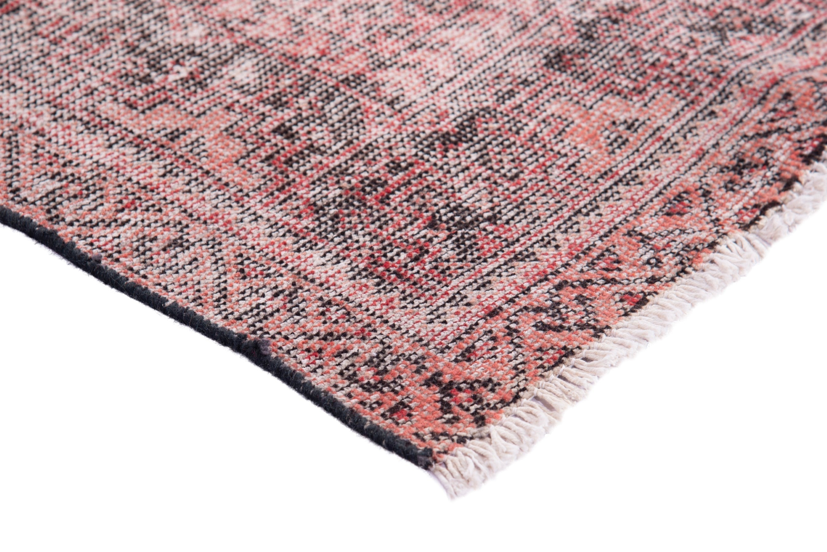 Persian Ferdos area rug in muted pink and dusty rose, view 4 of 17