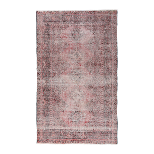 Persian Ferdos area rug in muted pink and dusty rose, 4' x 6'9"