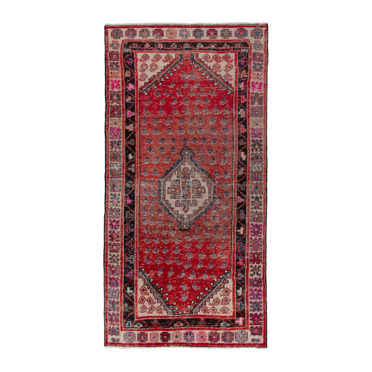Persian Lori runner rug in deep red and burgundy, 3'7" x 7'3"