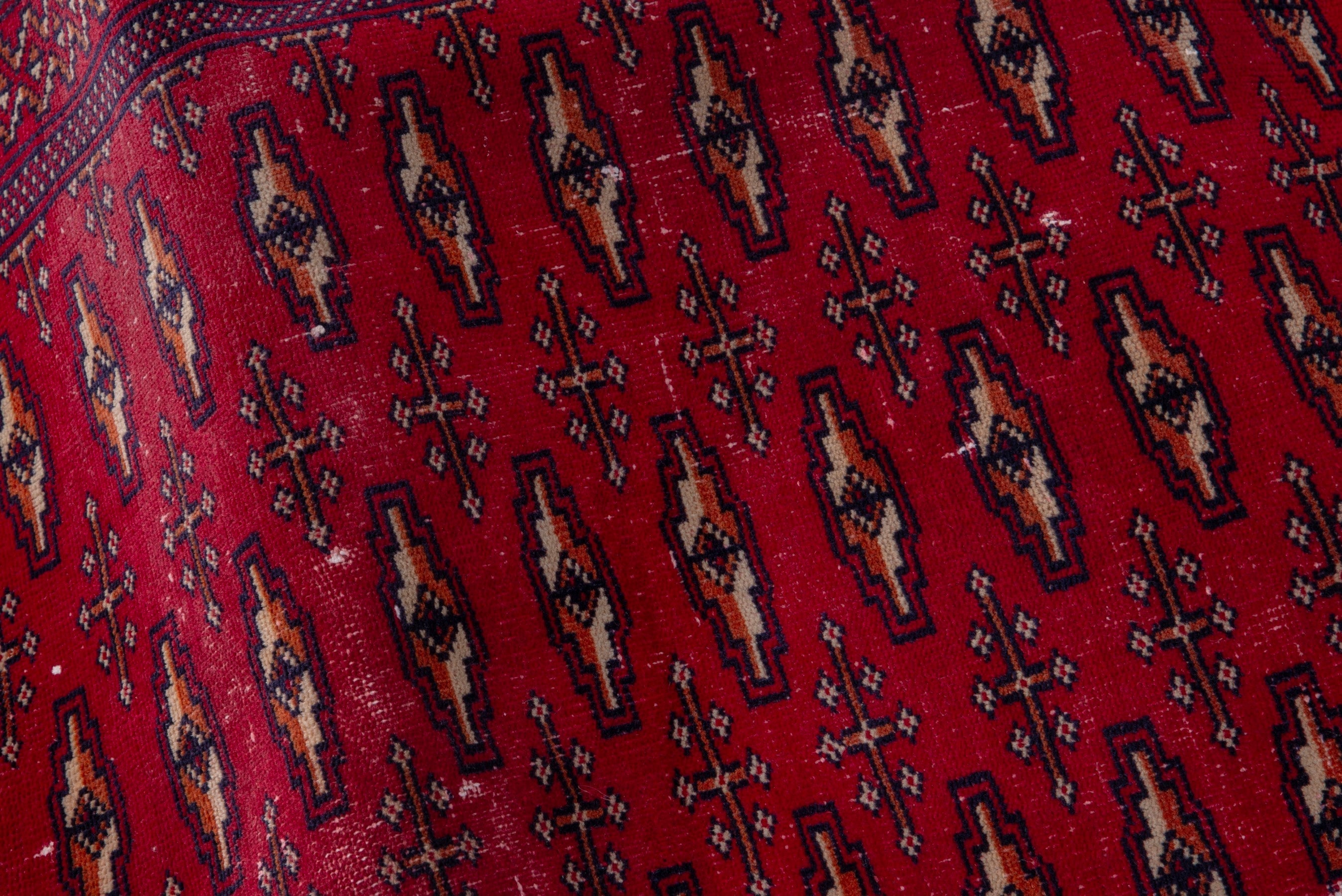 Persian Torkaman accent rug in burgundy and deep red, view 12 of 13