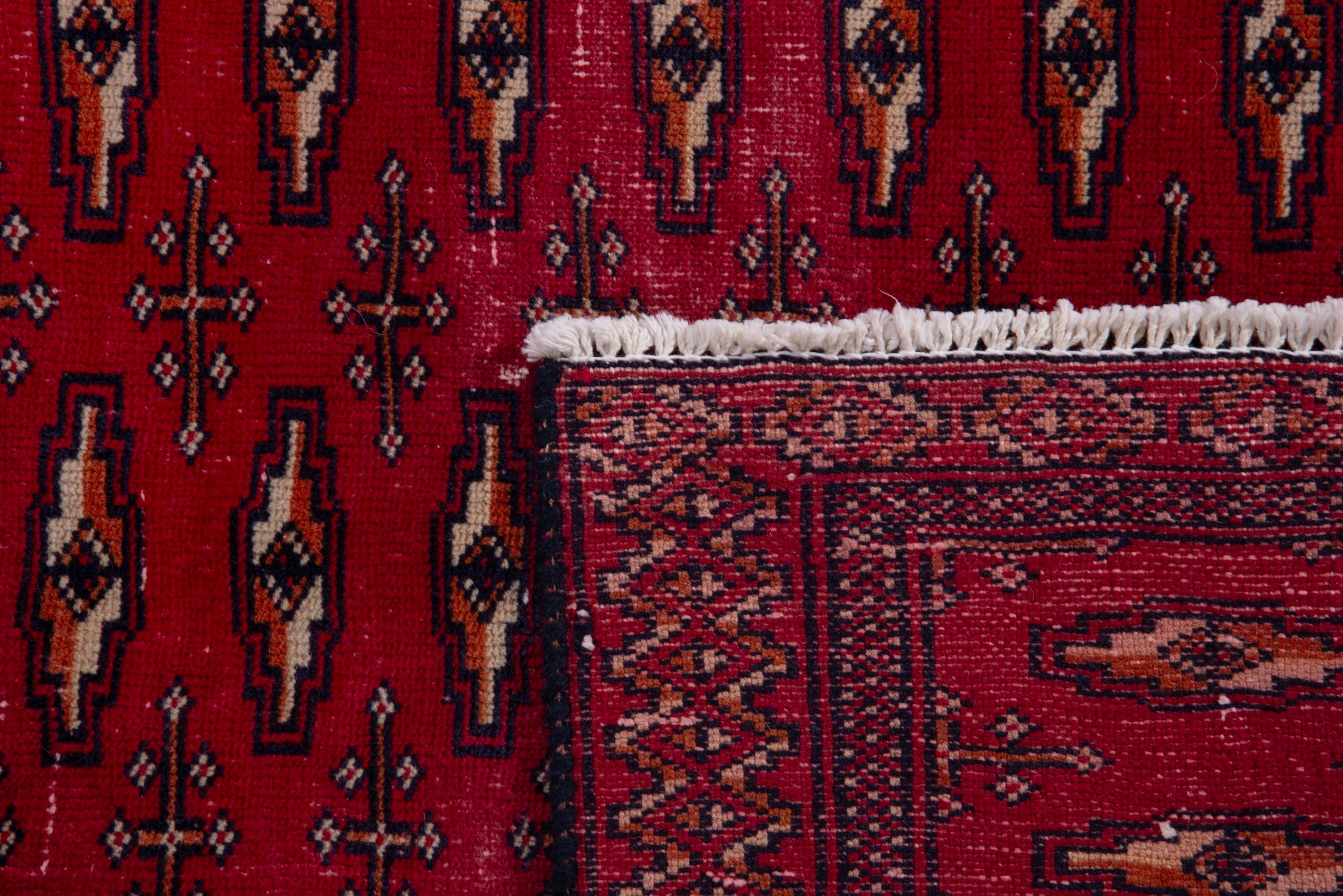 Persian Torkaman accent rug in burgundy and deep red, view 13 of 13