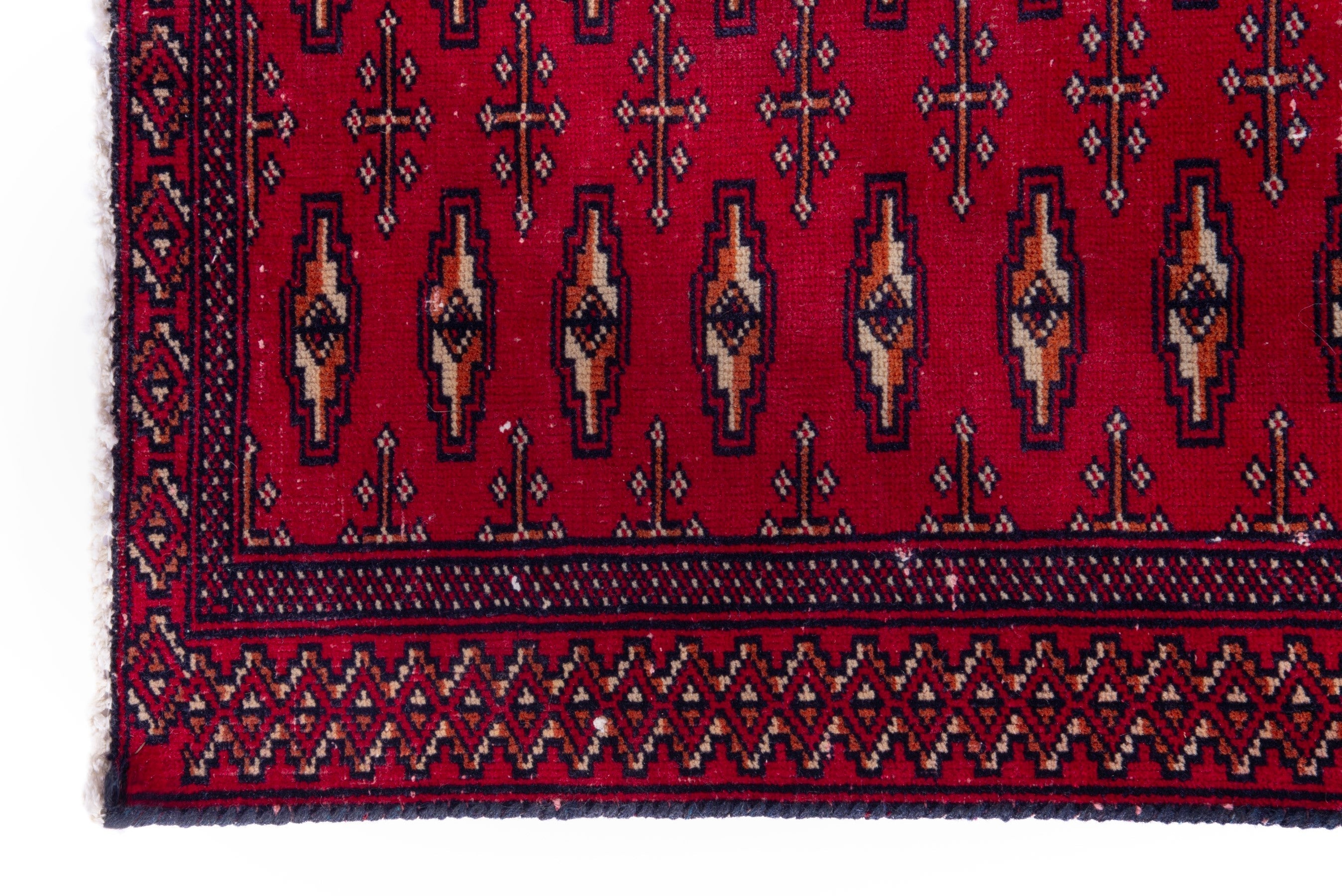 Persian Torkaman accent rug in burgundy and deep red, view 5 of 13