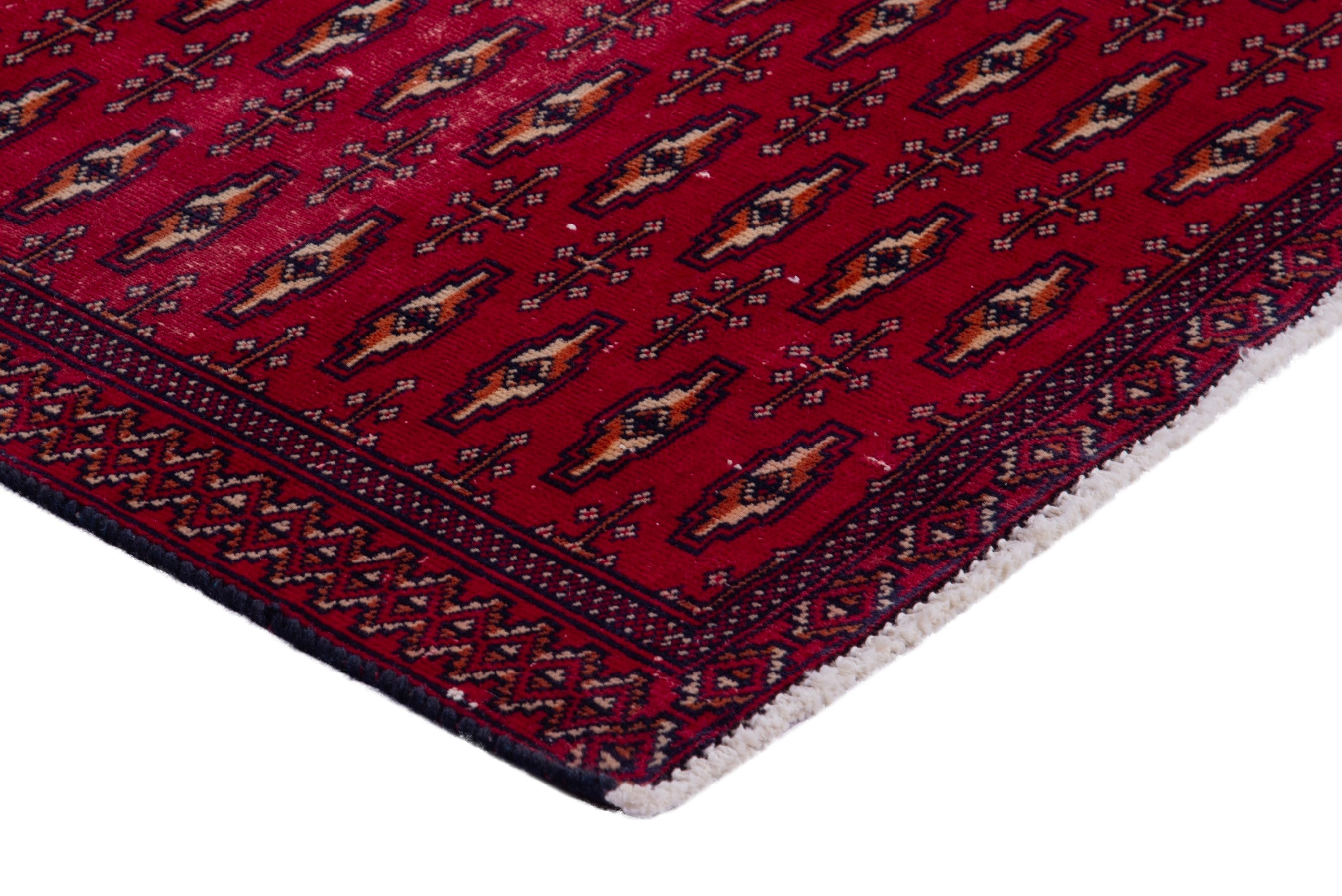 Persian Torkaman accent rug in burgundy and deep red, view 4 of 13