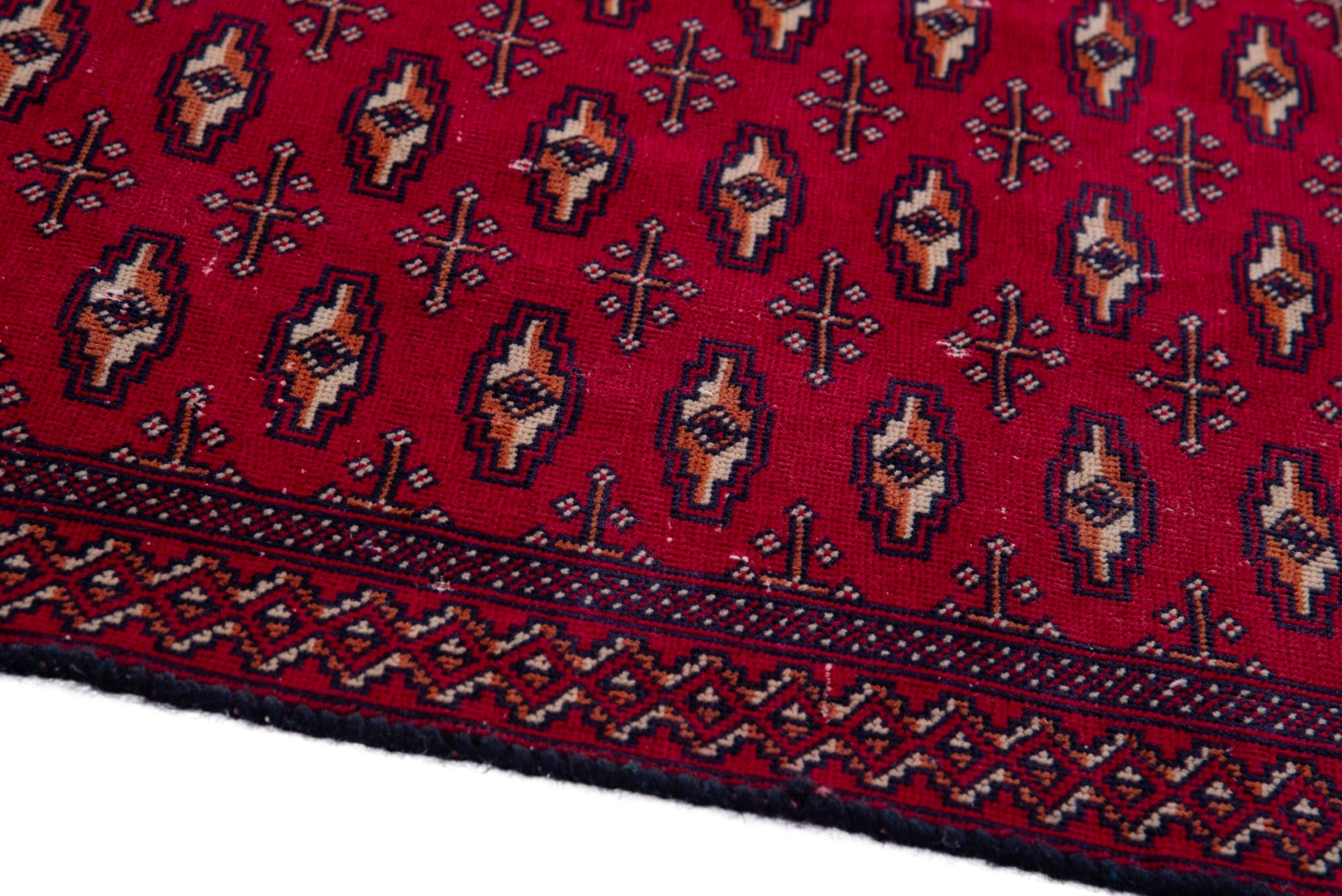 Persian Torkaman accent rug in burgundy and deep red, view 8 of 13