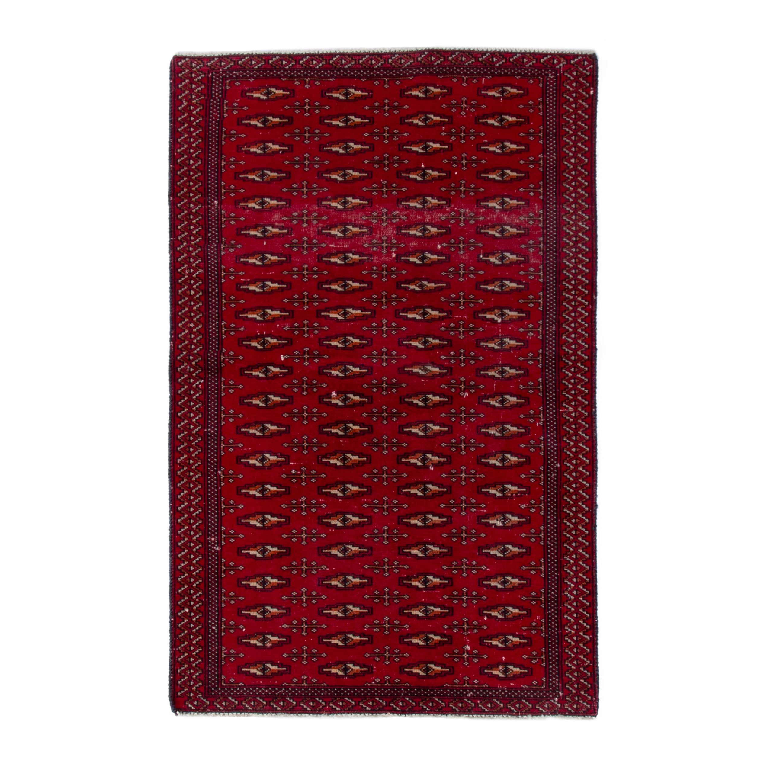 Persian Torkaman accent rug in burgundy and deep red, 2'10" x 4'6"