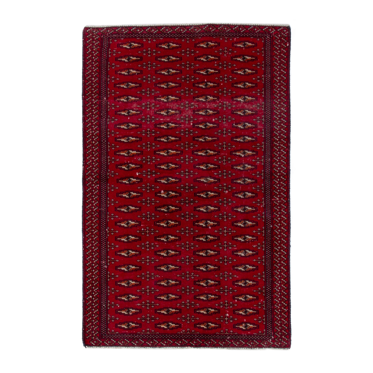 Persian Torkaman accent rug in burgundy and deep red, 2'10" x 4'6"