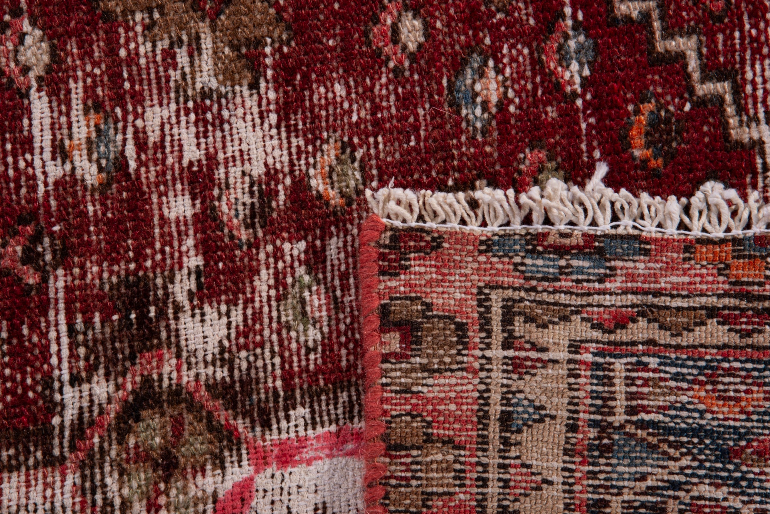 Persian Zanjan runner rug in faded red and burgundy, view 17 of 17