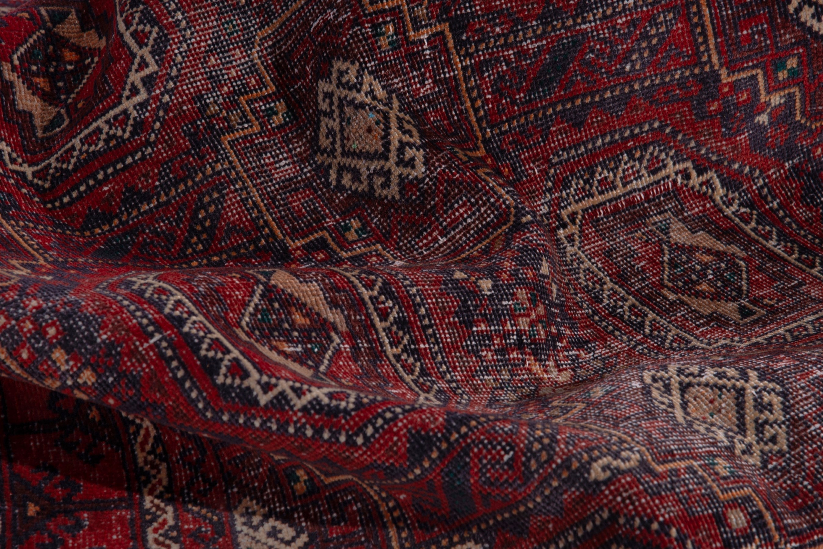 Persian Baluch accent rug in burgundy and deep red, view 13 of 16