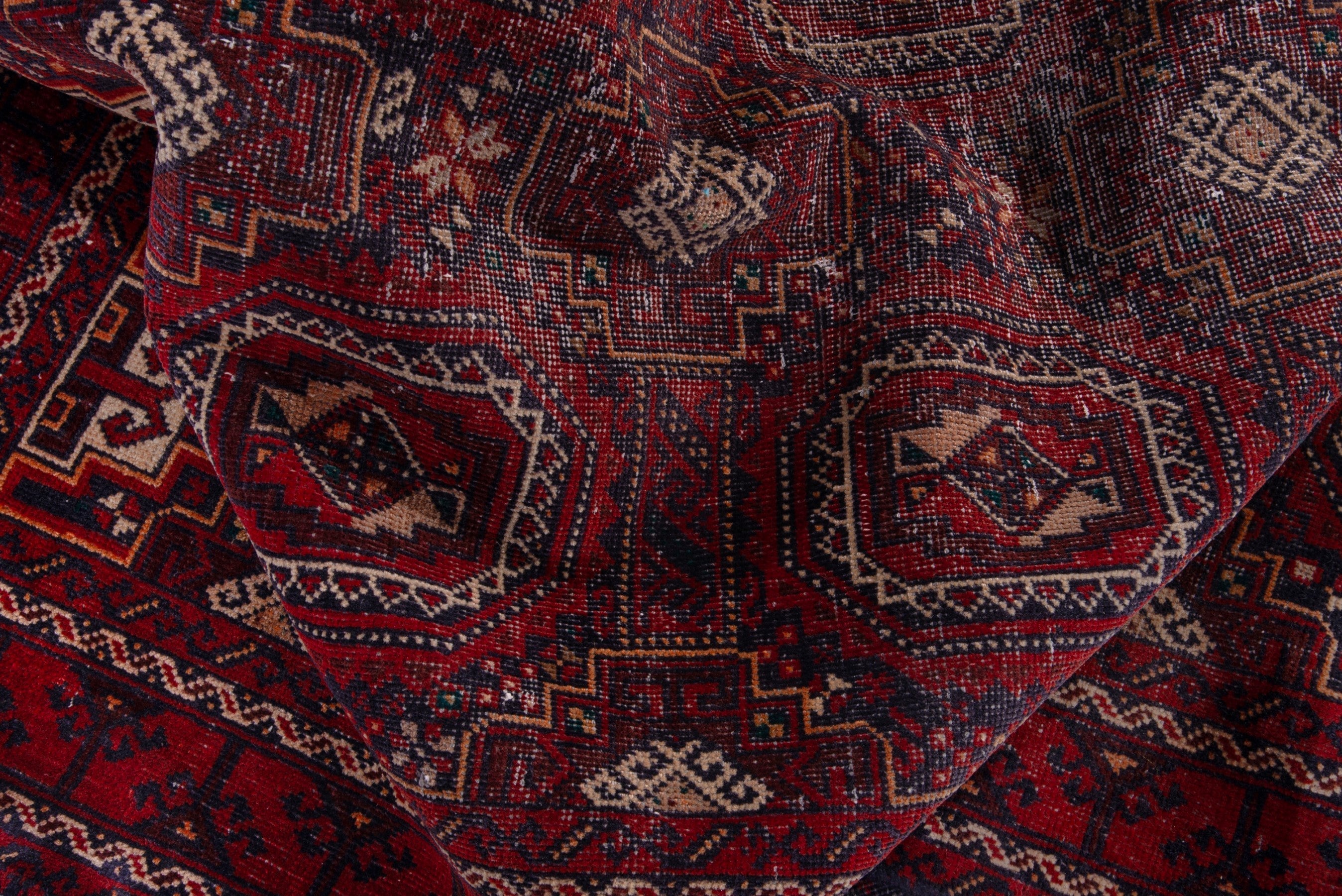 Persian Baluch accent rug in burgundy and deep red, view 14 of 16