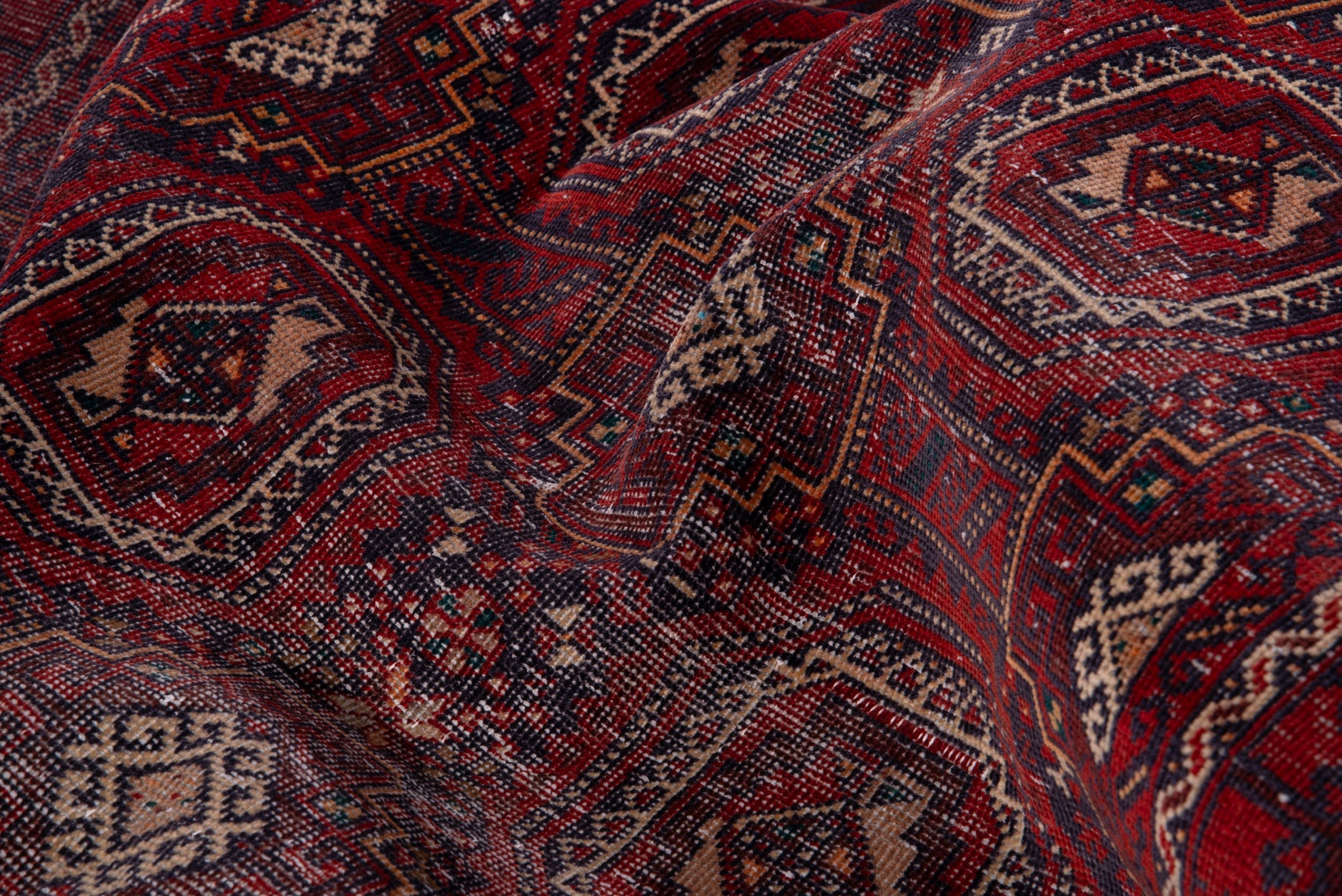 Persian Baluch accent rug in burgundy and deep red, view 15 of 16