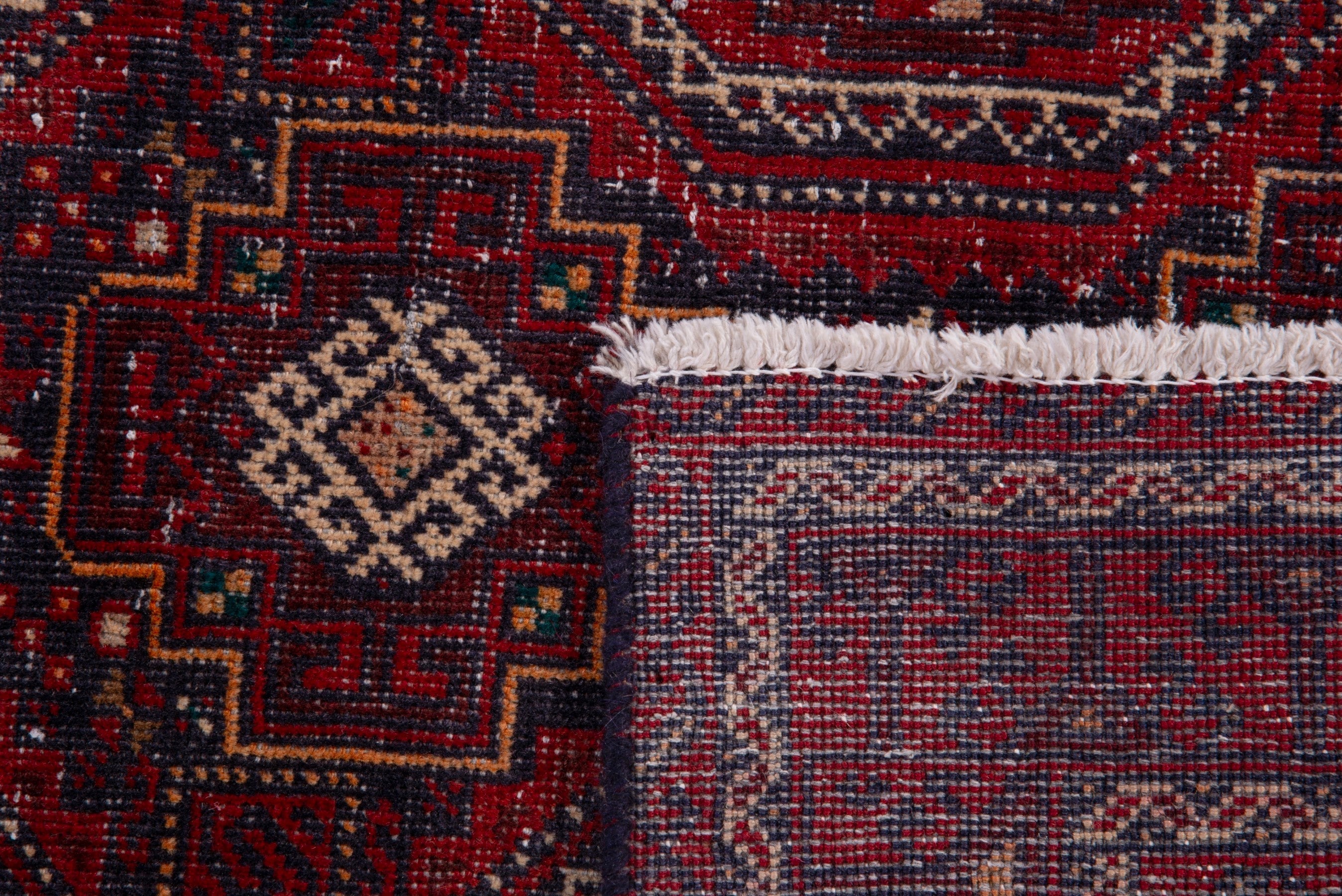 Persian Baluch accent rug in burgundy and deep red, view 16 of 16