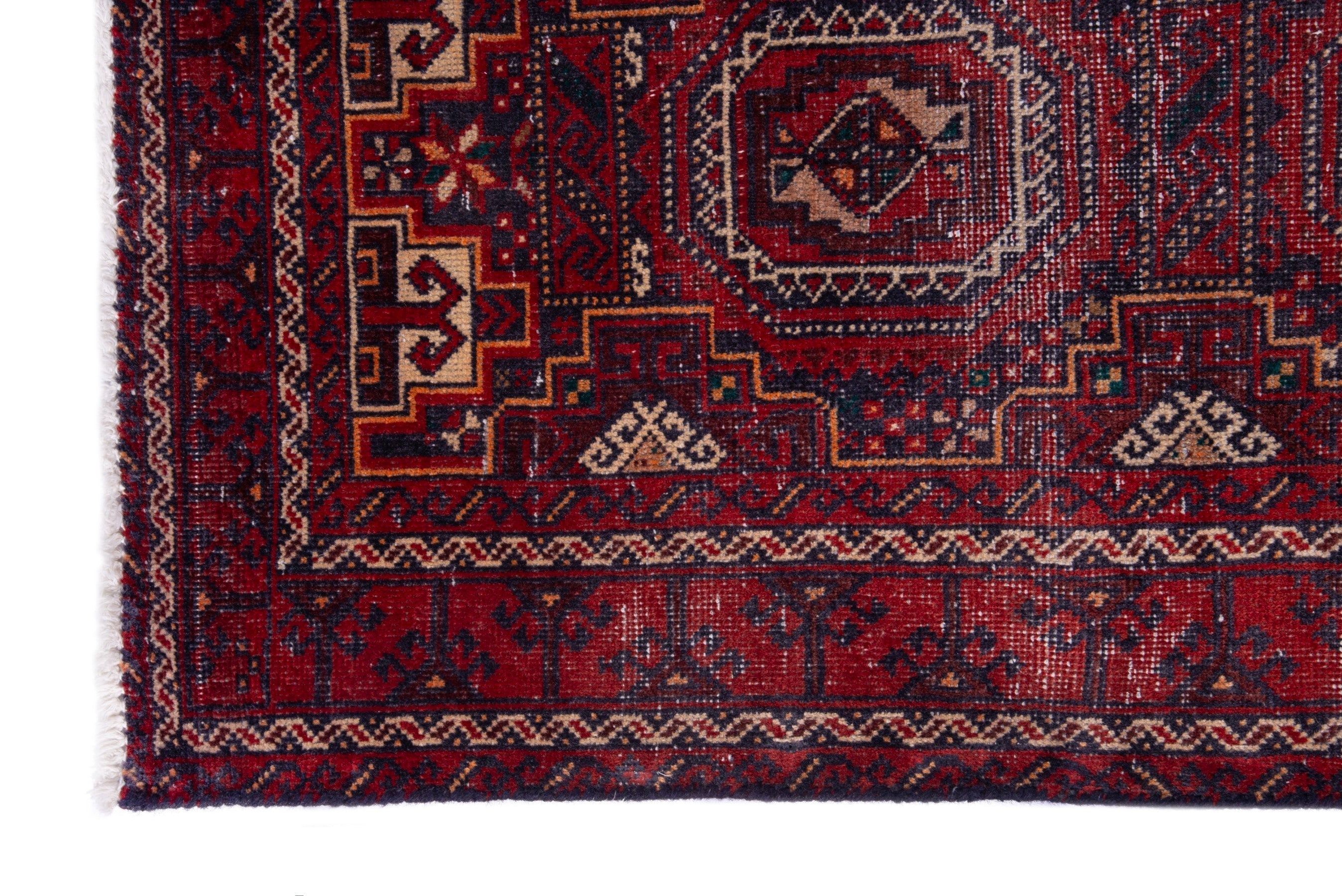 Persian Baluch accent rug in burgundy and deep red, view 5 of 16