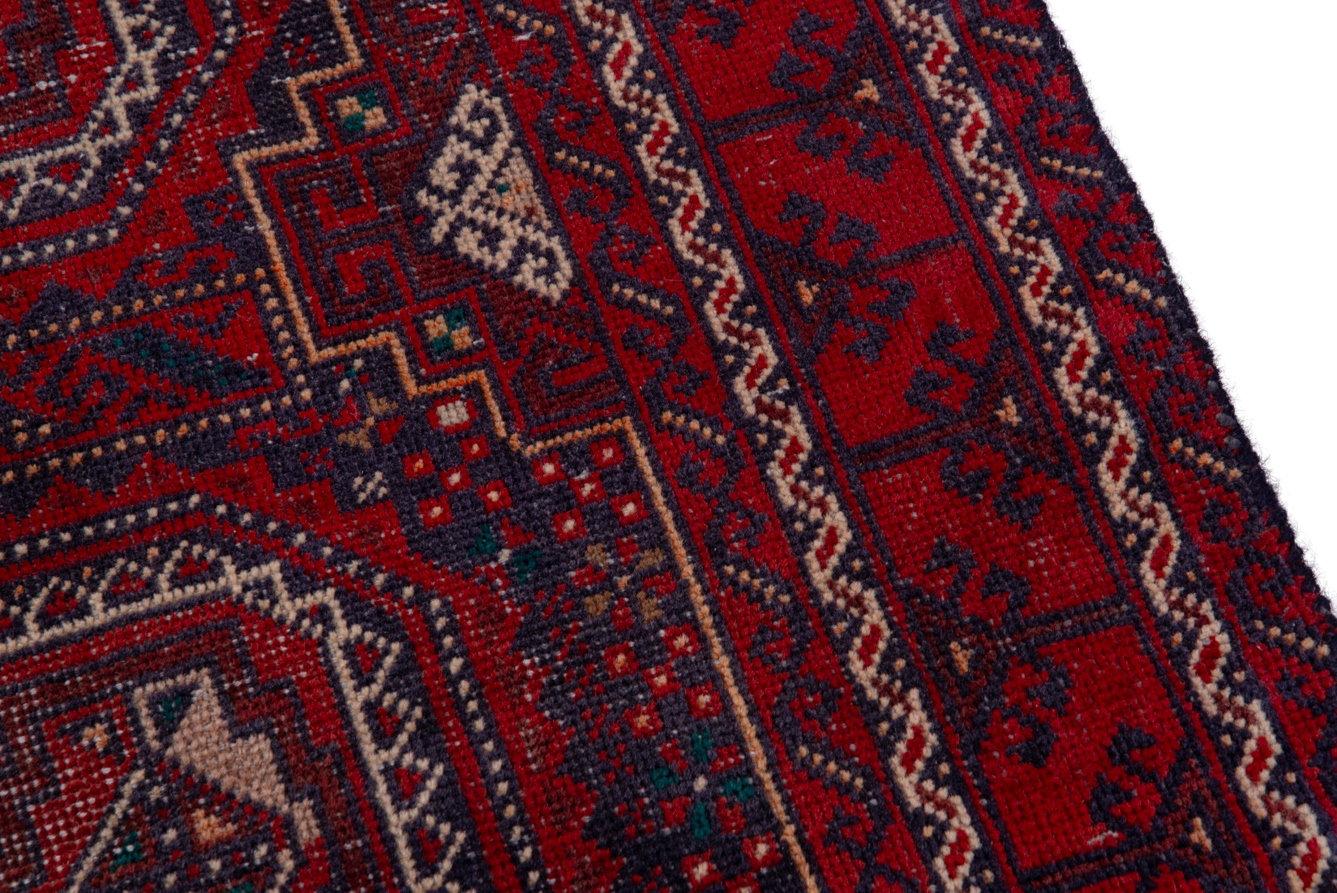 Persian Baluch accent rug in burgundy and deep red, view 7 of 16