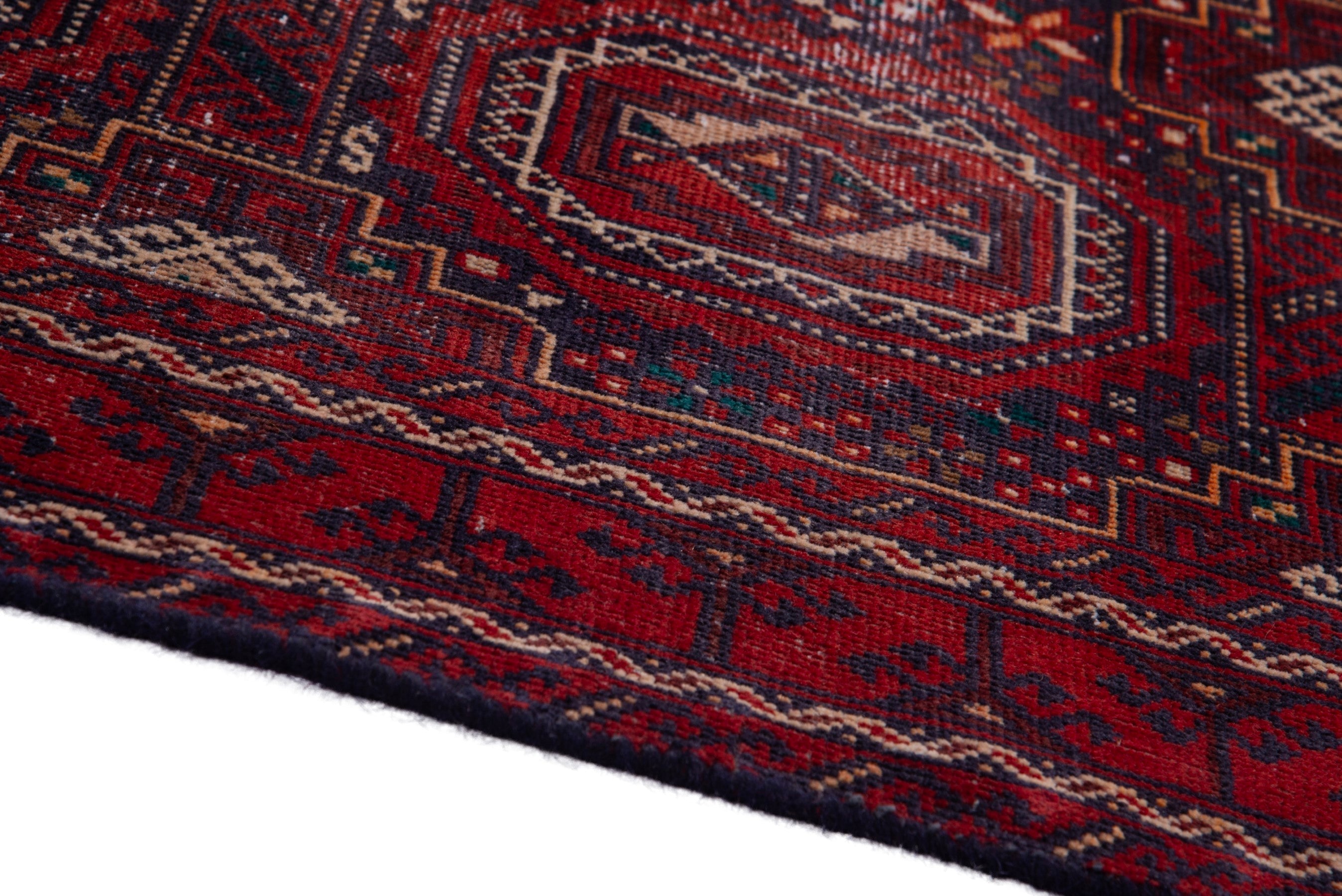 Persian Baluch accent rug in burgundy and deep red, view 8 of 16